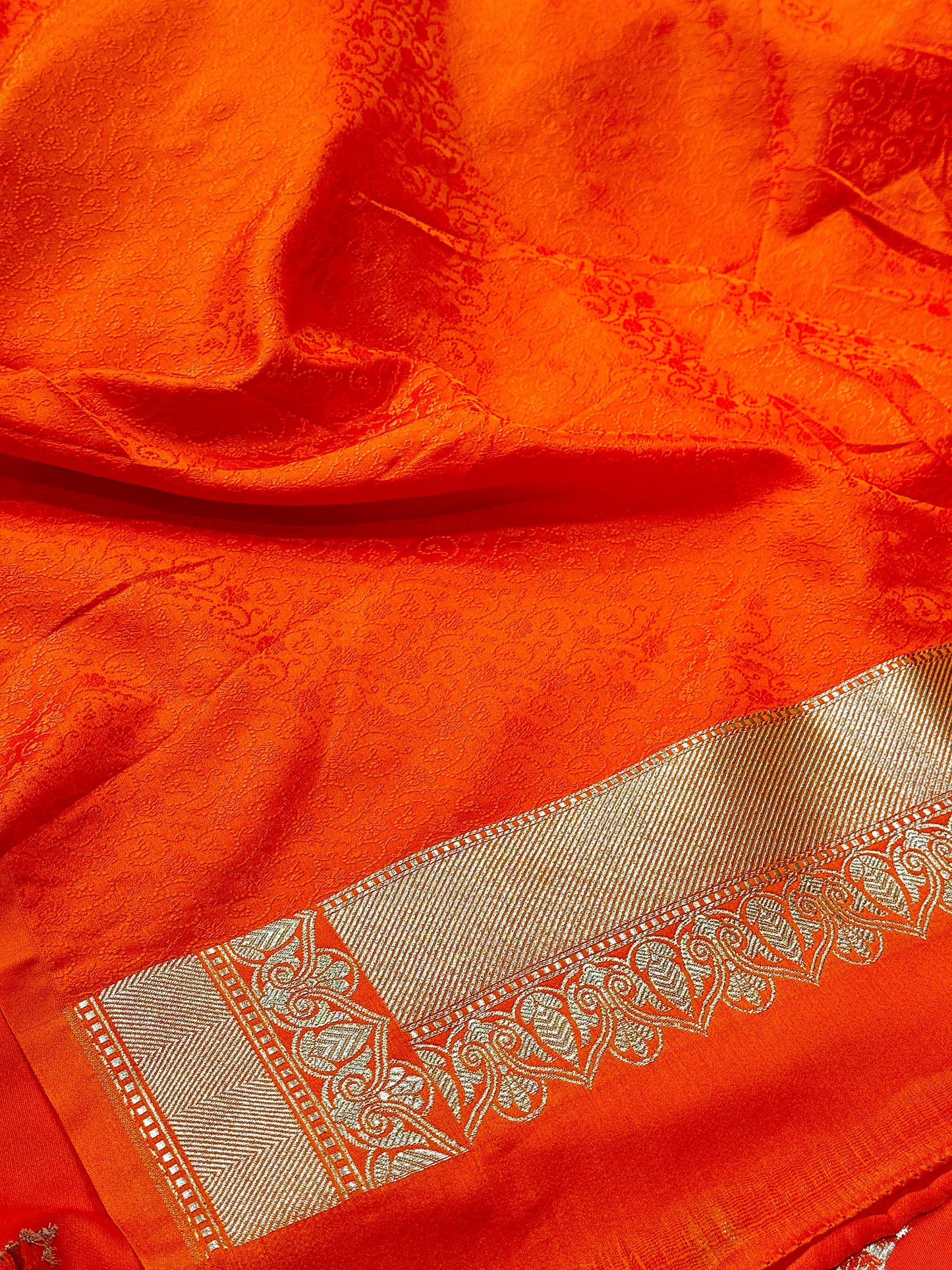 Orange premium Banarasi Mashru katan silk saree MK172