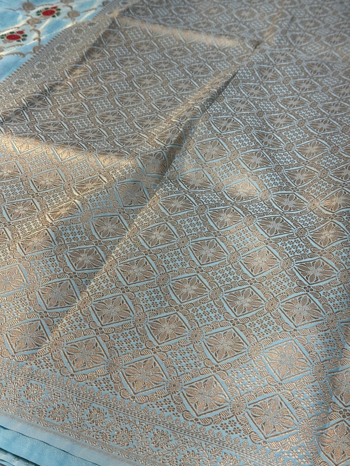 Light sea blue premium Banarasi Mashru katan silk saree MK160
