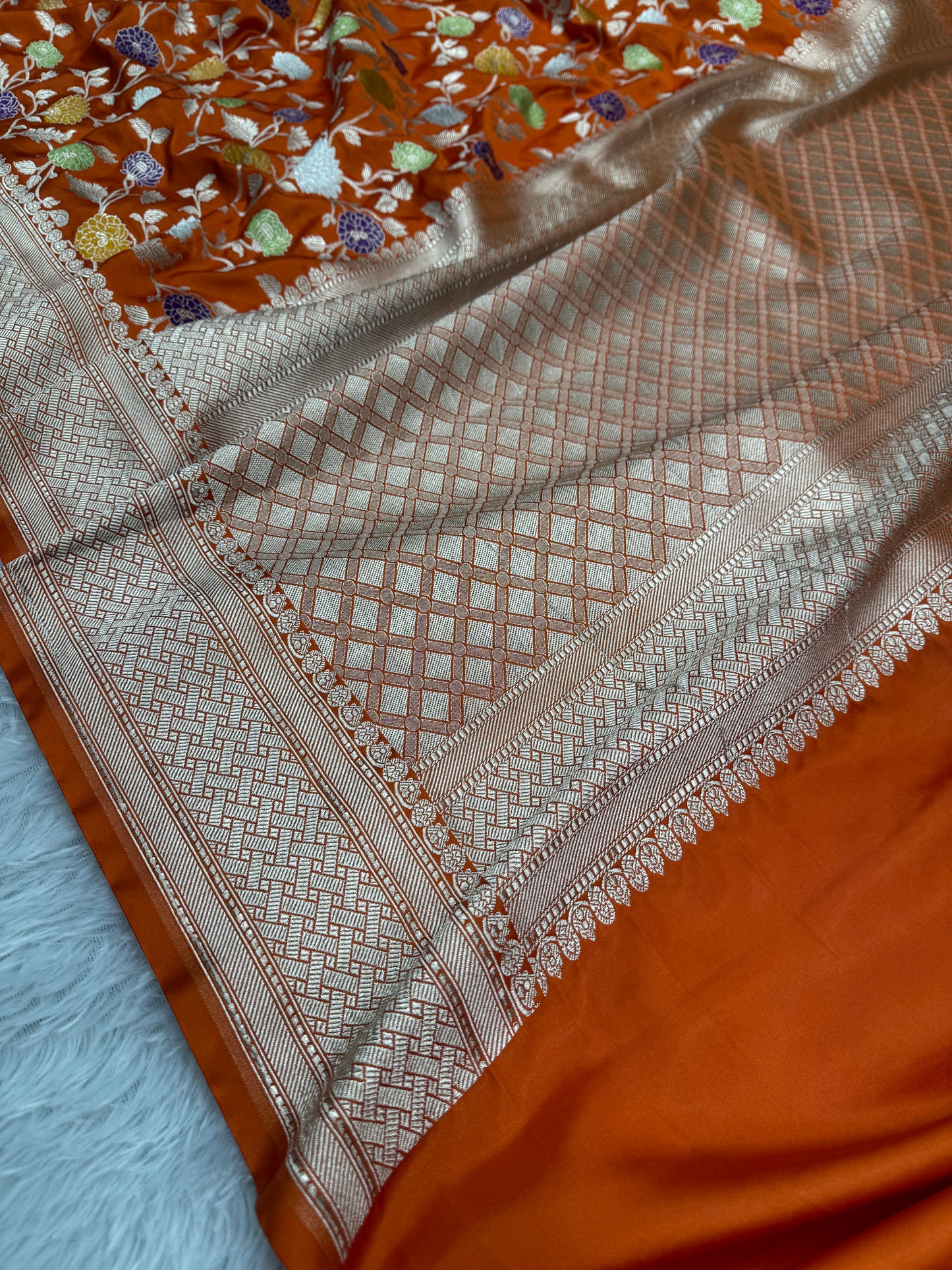 Dark mustard premium tilfi Banarasi Mashru katan silk saree MK194