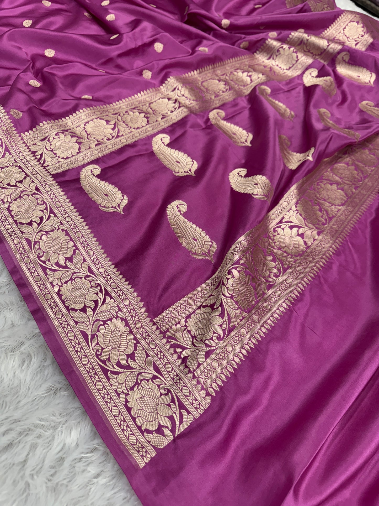 Onion pink premium Banarasi Mashru katan silk saree MK186