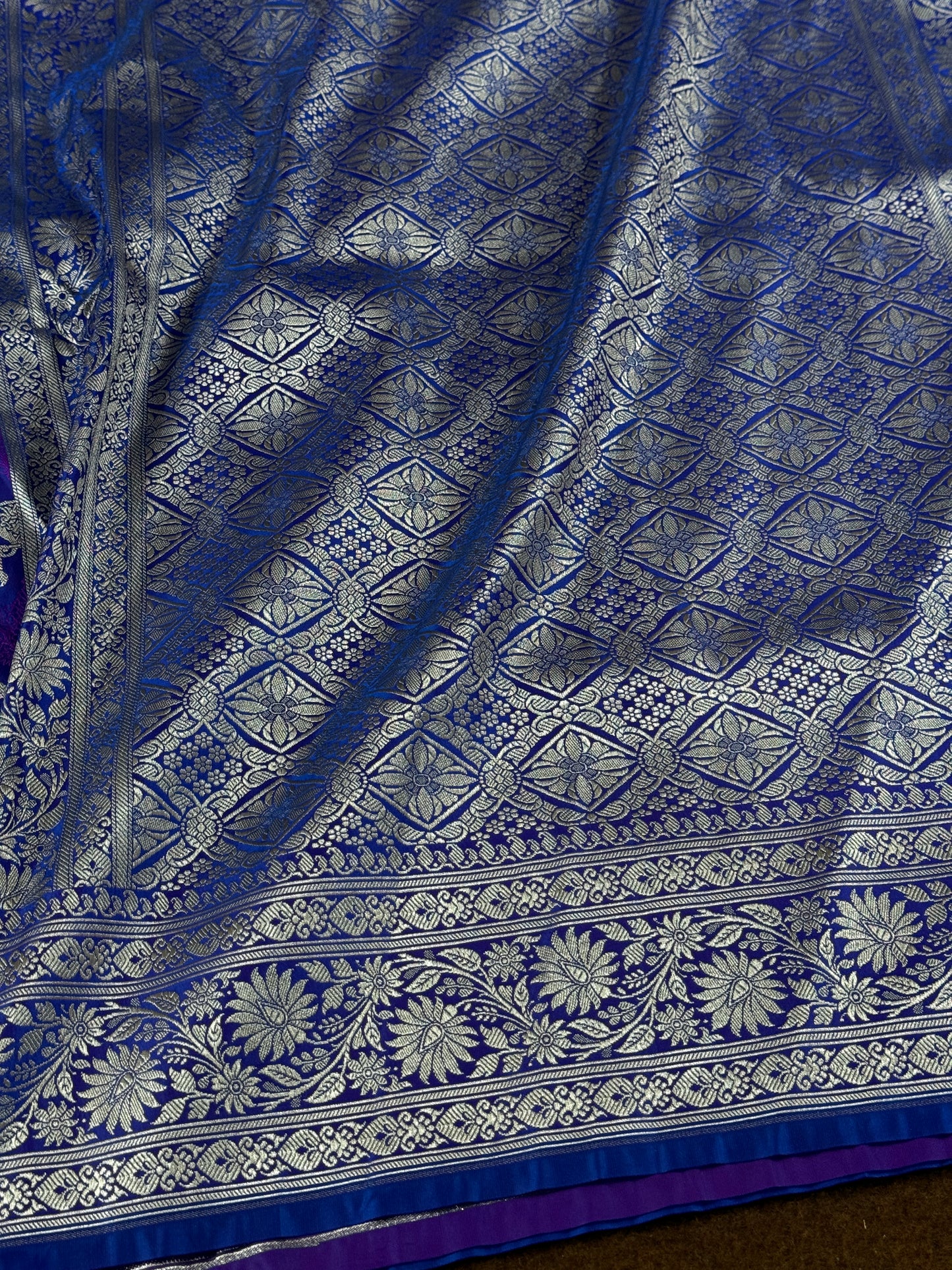 Blue Banarasi Mashru katan silk saree MK166