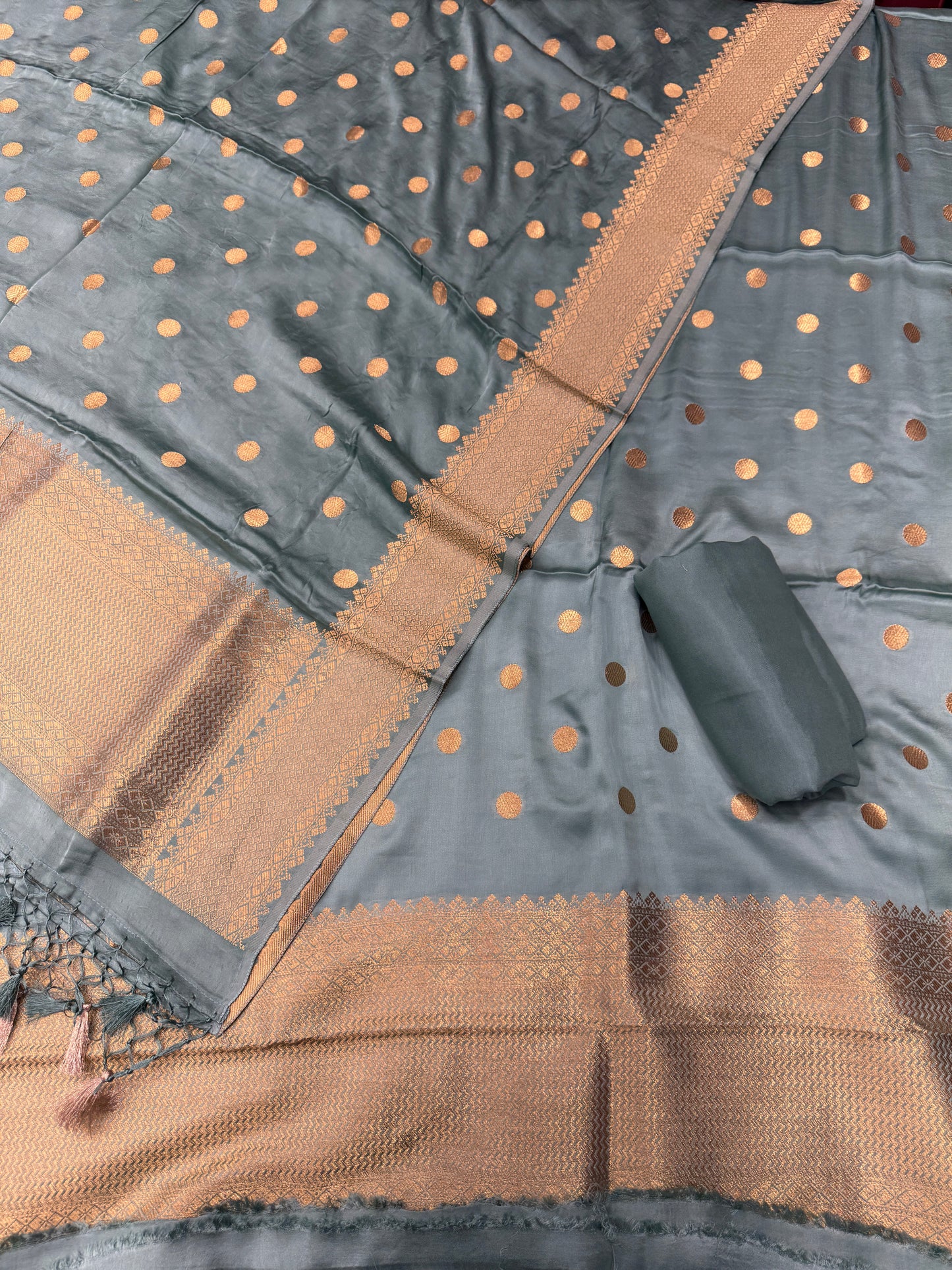 Banarasi pure mudal satin suit dupatta and bottom MD101