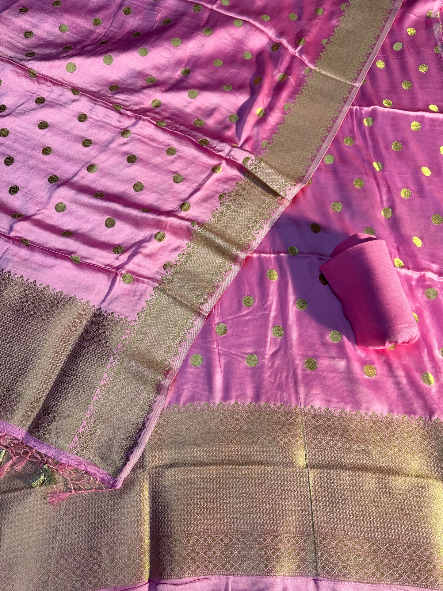 Banarasi pure mudal satin suit dupatta and bottom MD101