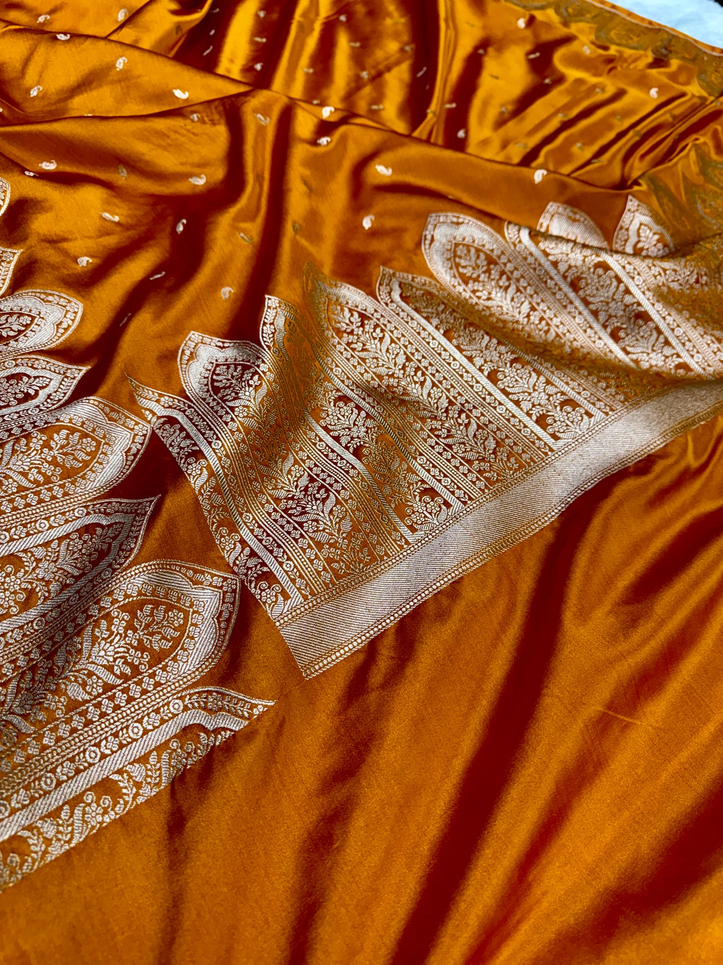 Mustard Banarasi Mashru katan silk saree MK189