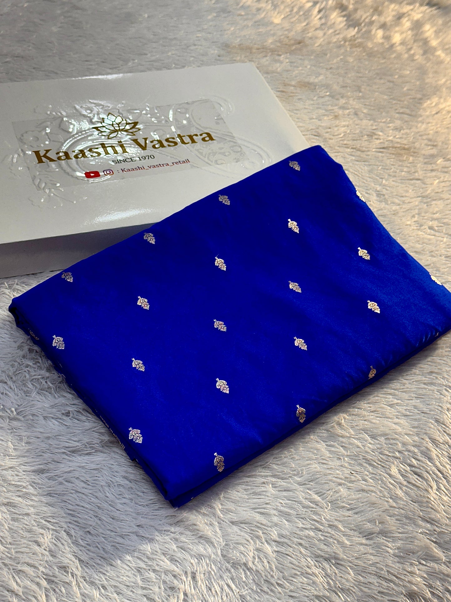 Royal blue premium Banarasi Mashru Katan silk saree MK164