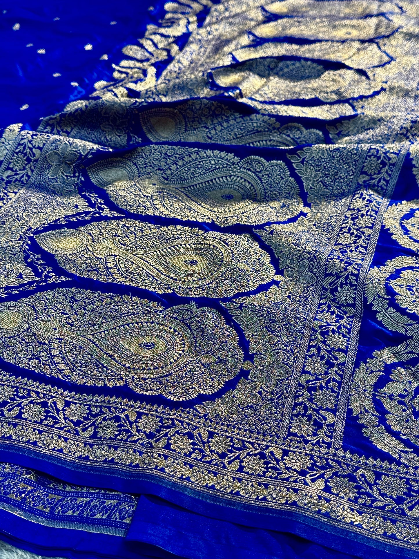 Royal blue premium Banarasi Mashru Katan silk saree MK164