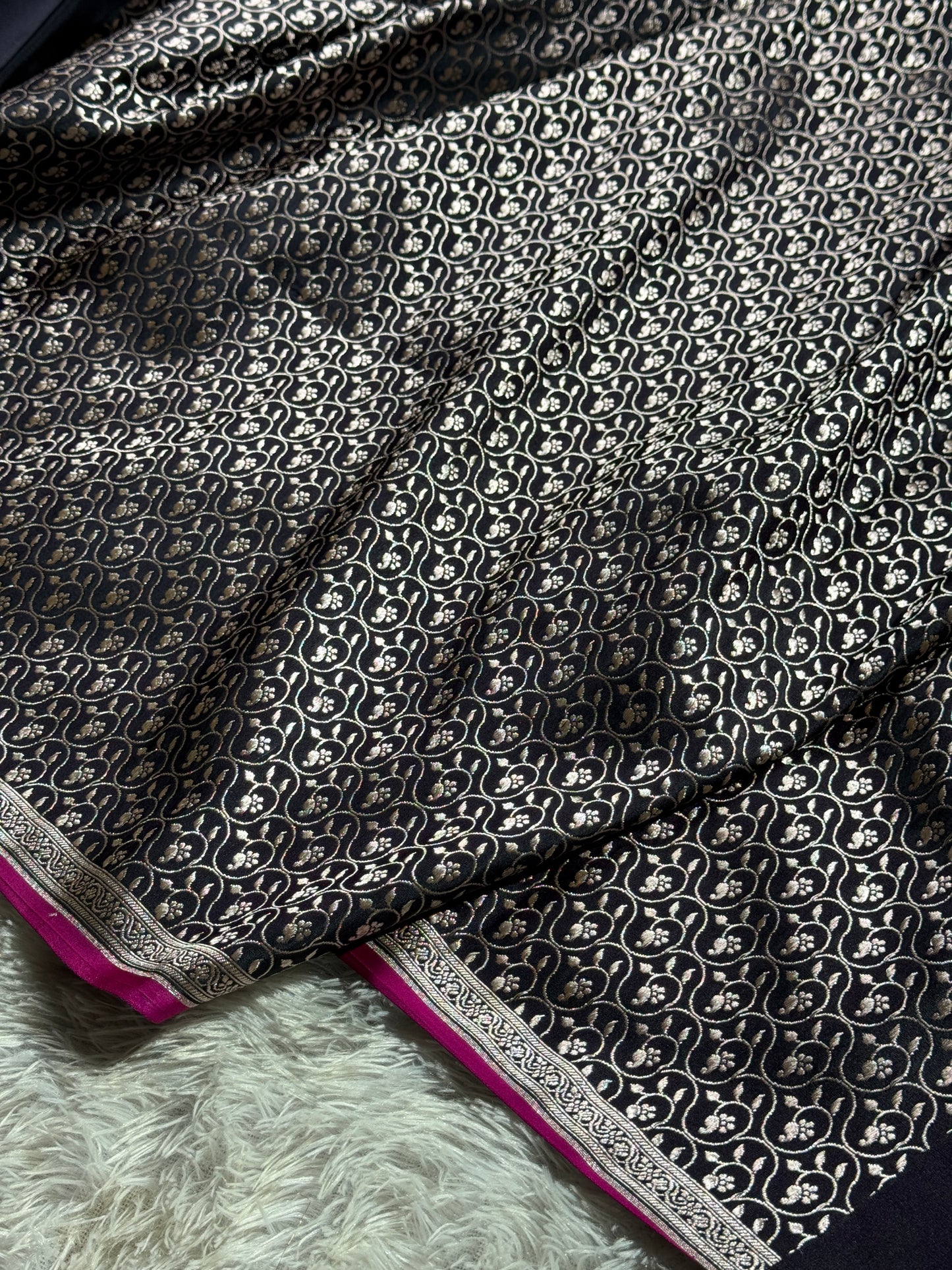 Black premium Banarasi Mashru katan silk saree MK243