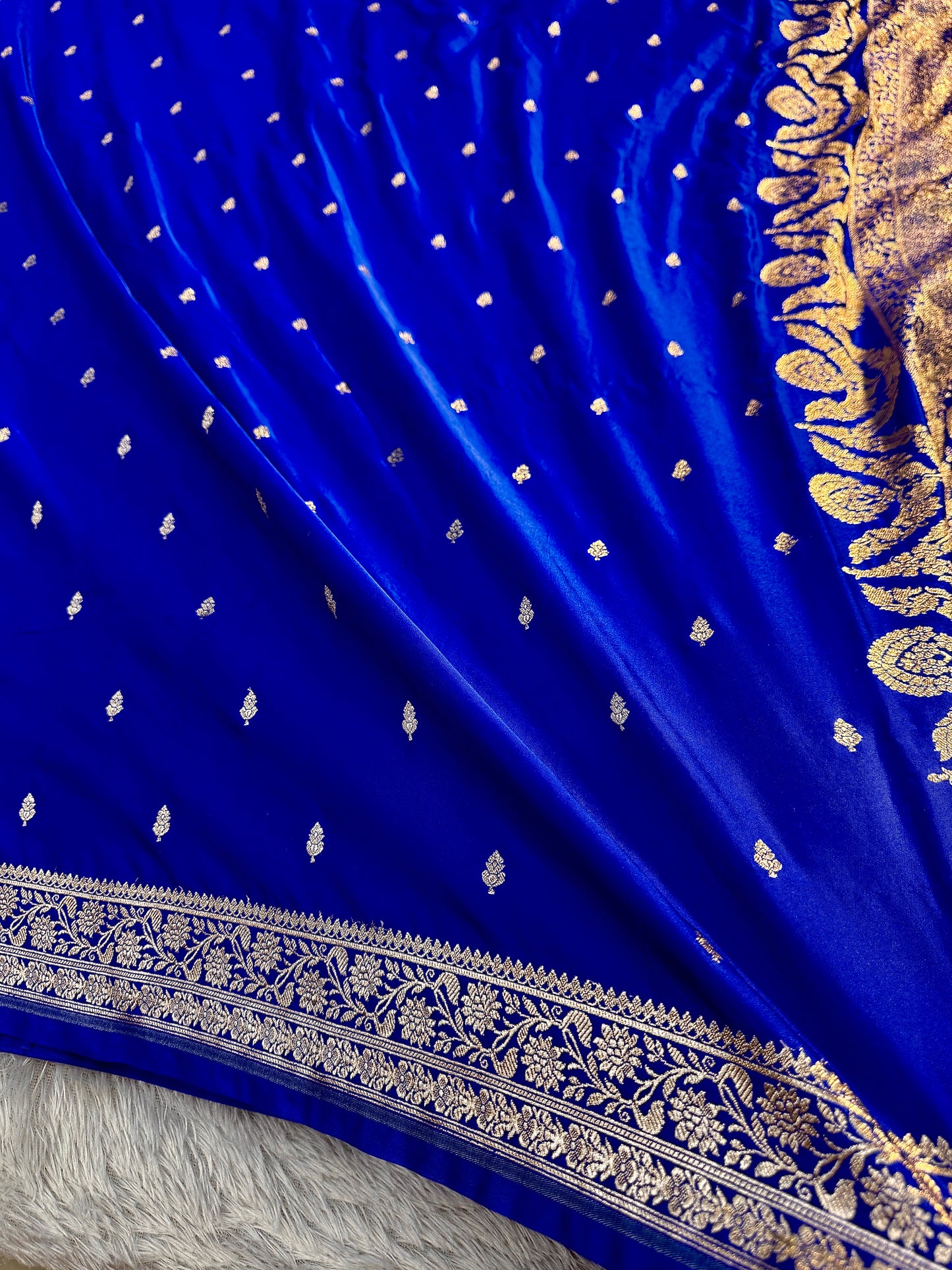 Royal blue premium Banarasi Mashru Katan silk saree MK164