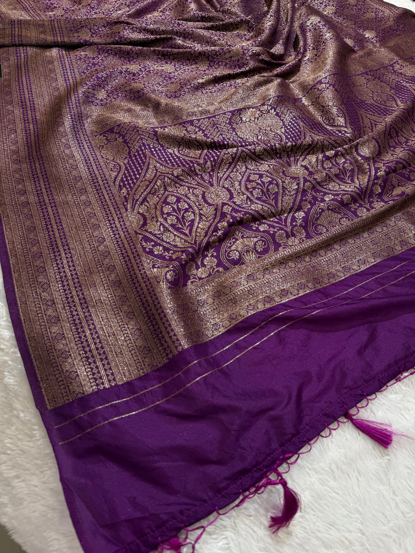 Purple Banarasi brocade katan silk saree BB101