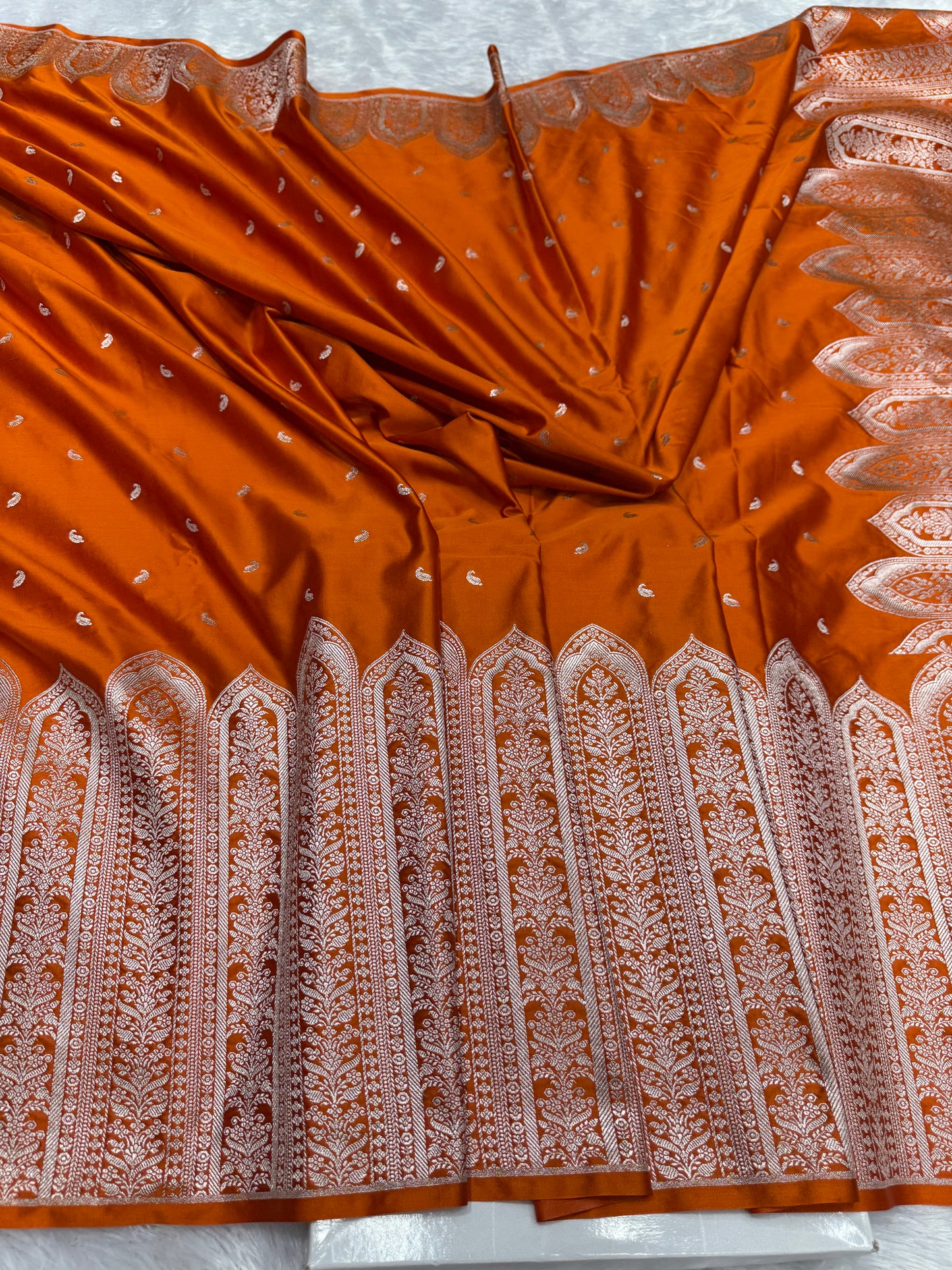 Orange premium Banarasi Mashru katan silk saree MK189