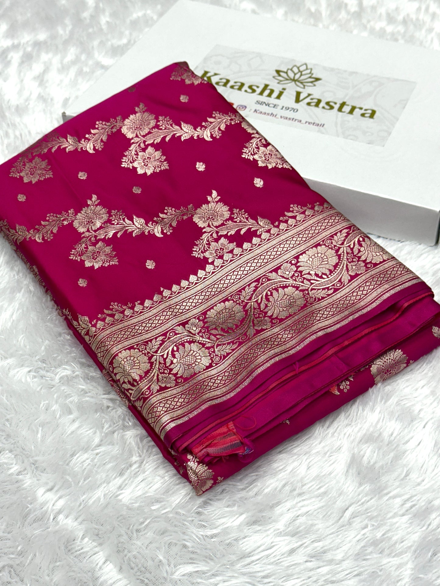 Rani pink premium Banarasi Mashru katan silk saree Mk191