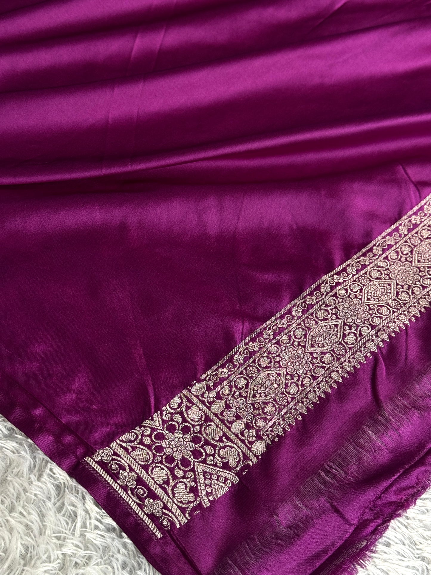 Majanta colour premium Banarasi Mashru katan silk saree MK350