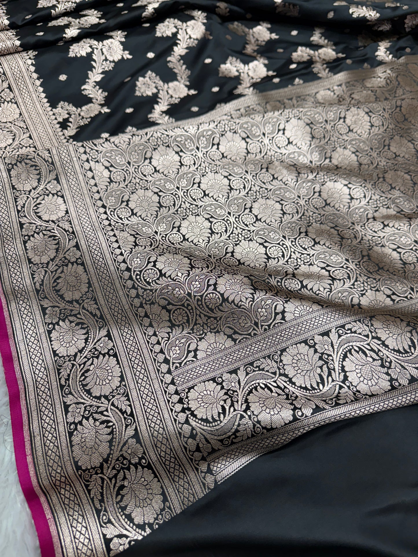 Black premium Banarasi Mashru katan silk saree MK191