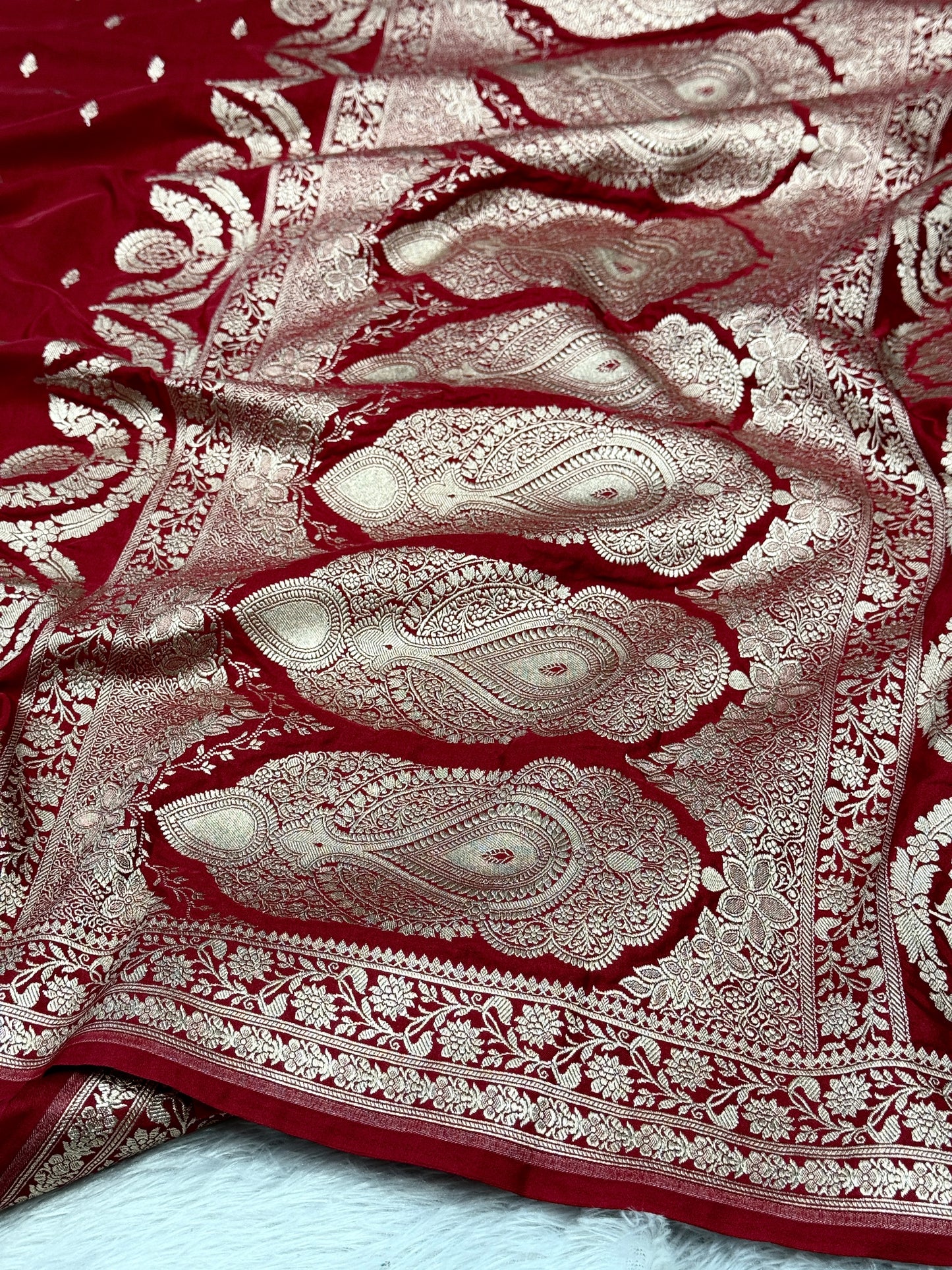 Maroon premium Banarasi Mashru katan silk saree MK164