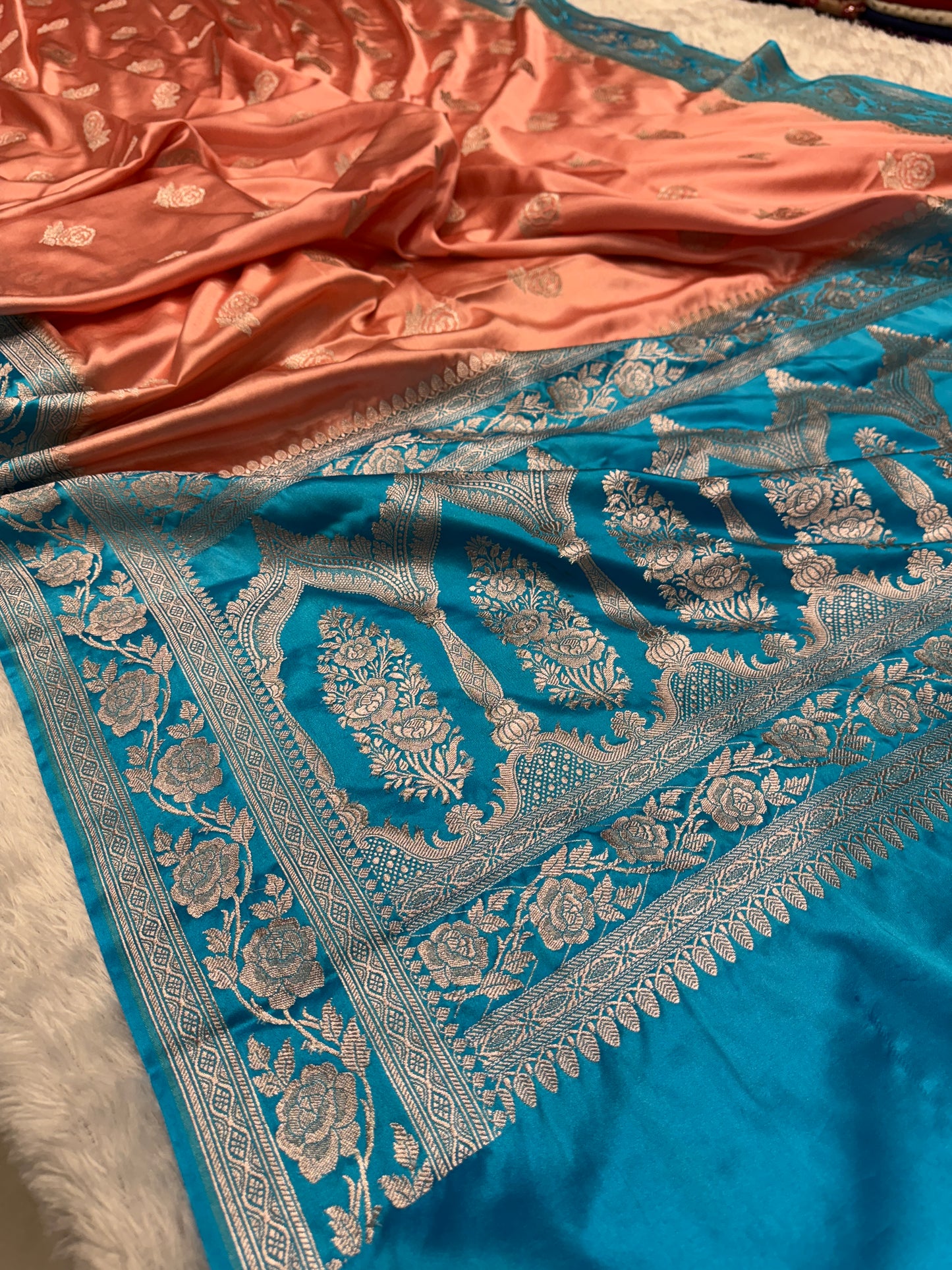 Premium Banarasi contrast Banarasi Mashru katan silk saree MK183