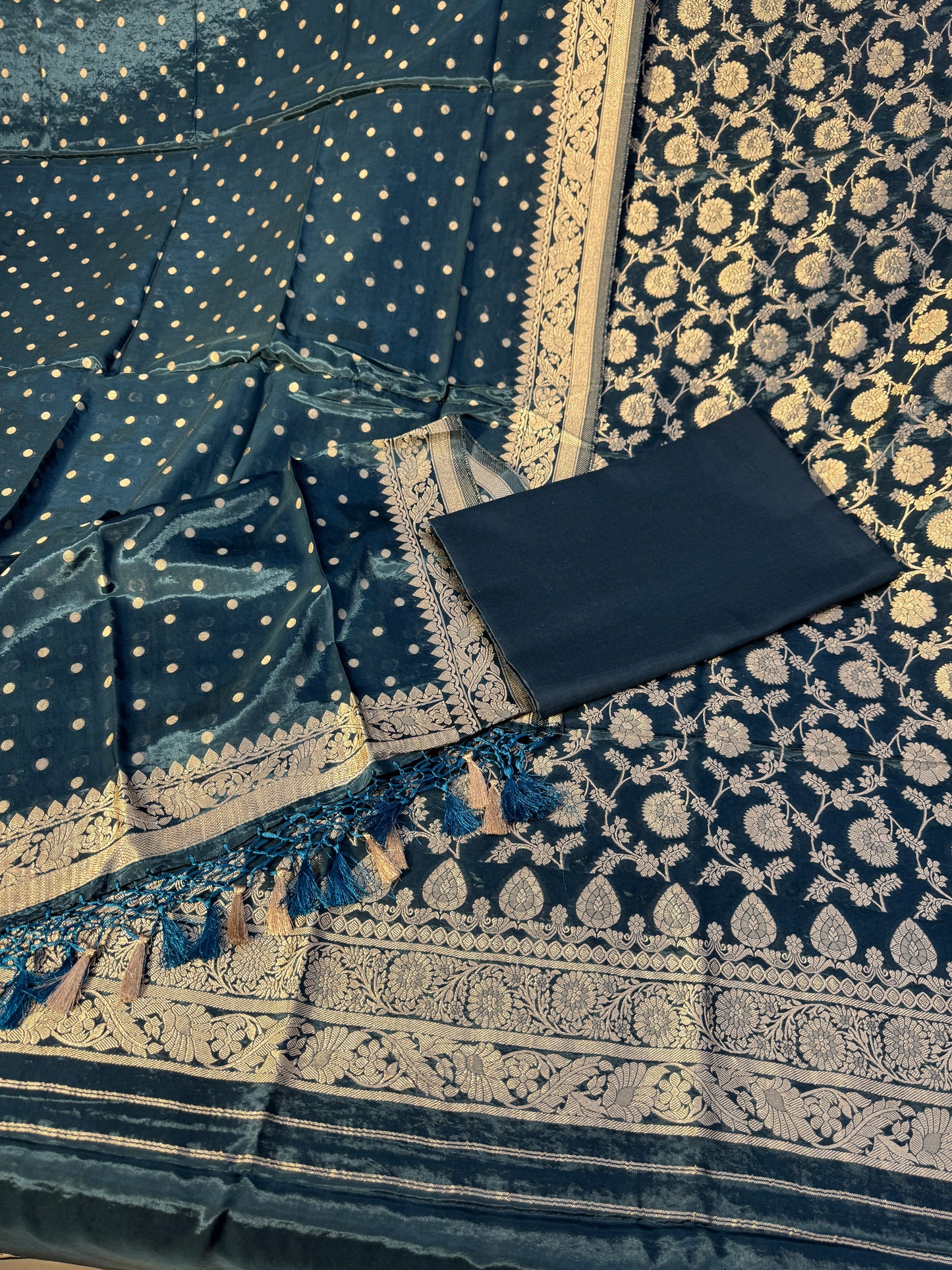 Banarasi katan suit with golden ZARI weaving KS102