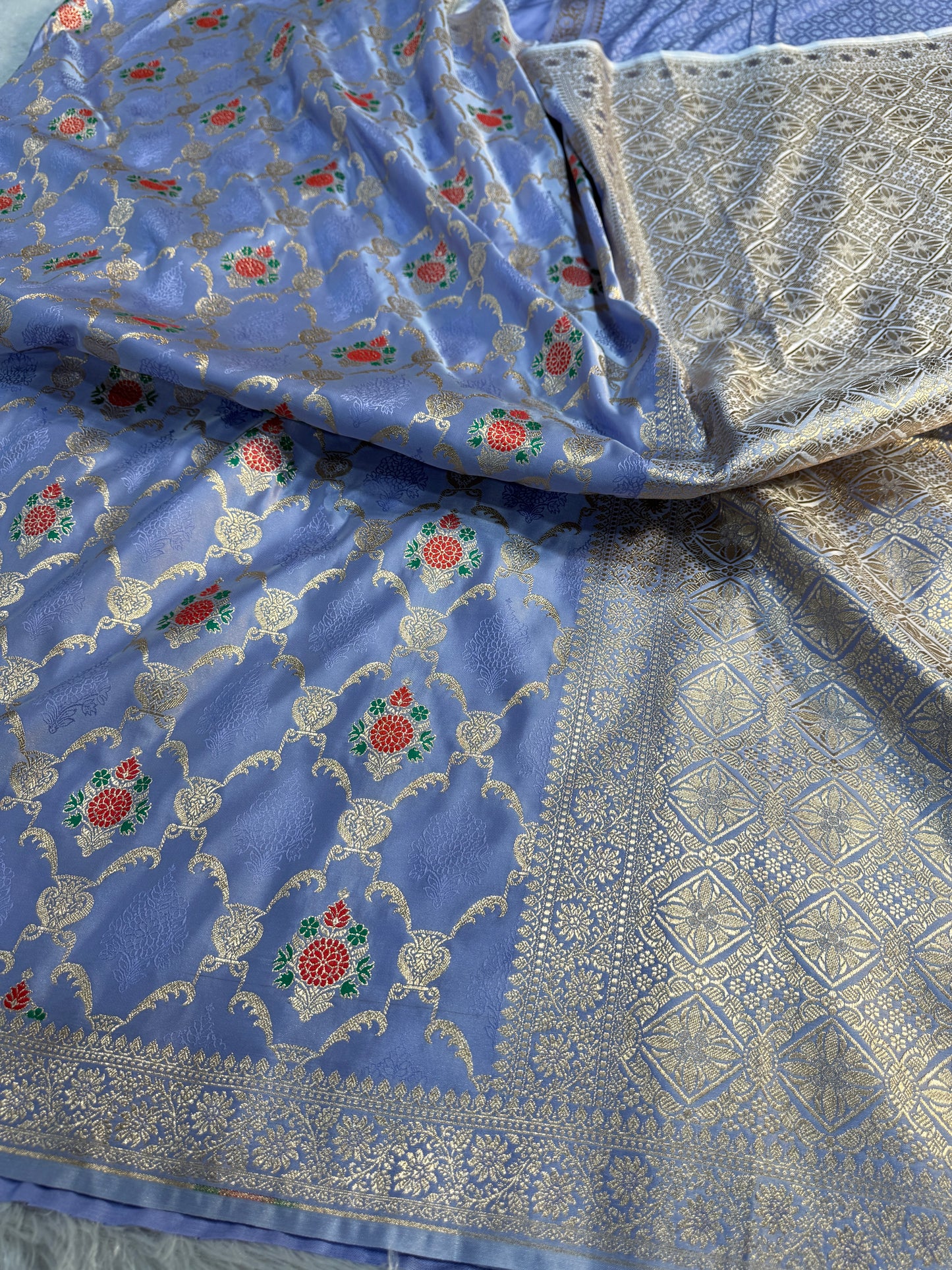 Lavender Banarasi Mashru katan silk saree MK160