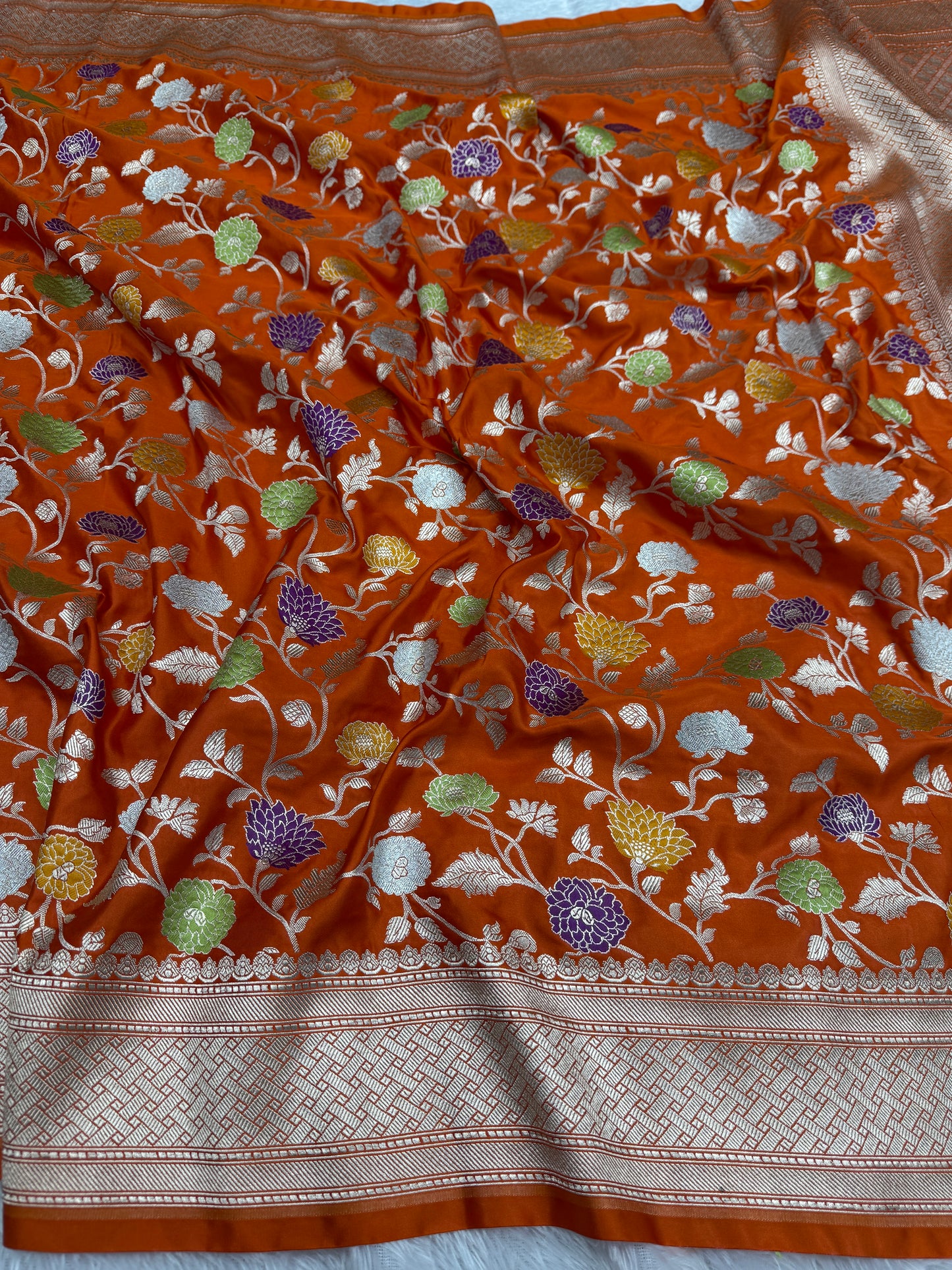 Dark mustard premium tilfi Banarasi Mashru katan silk saree MK194