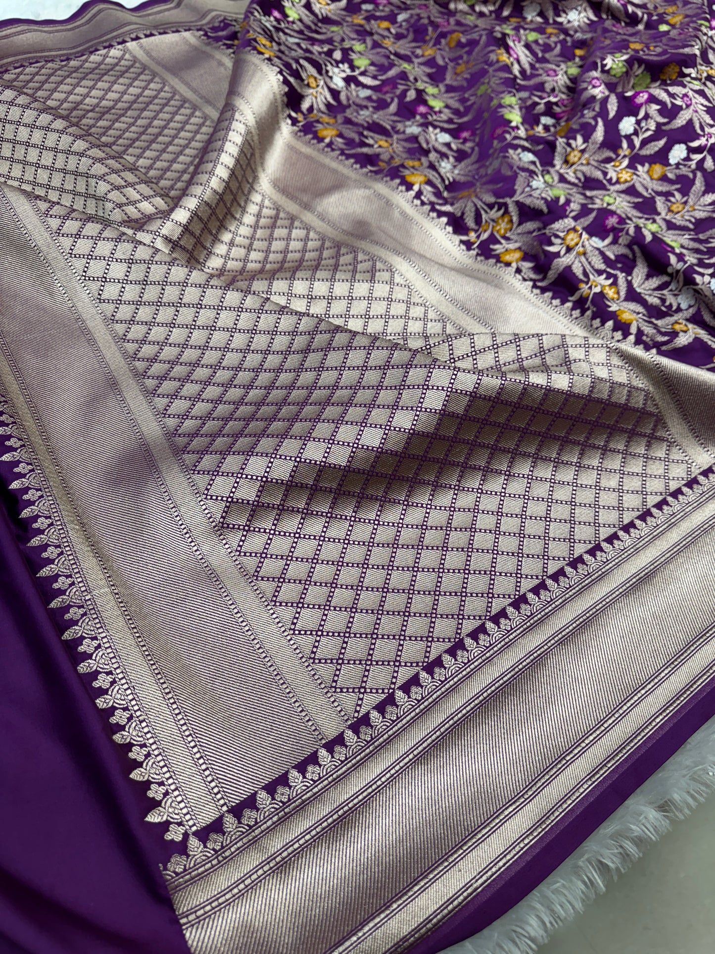 Purple premium Banarasi Mashru katan silk saree MK184