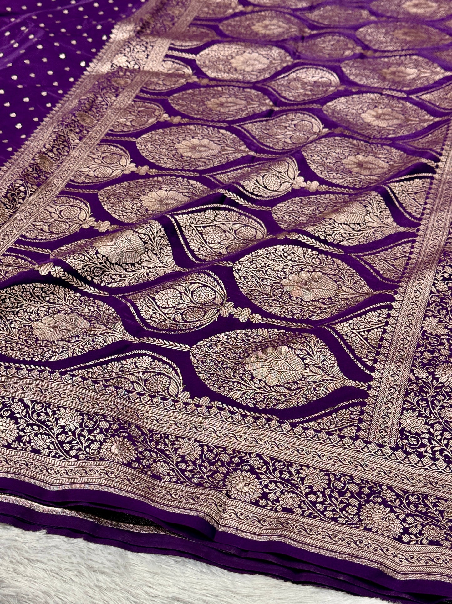 Purple Banarasi Mashru Katan silk saree MK159