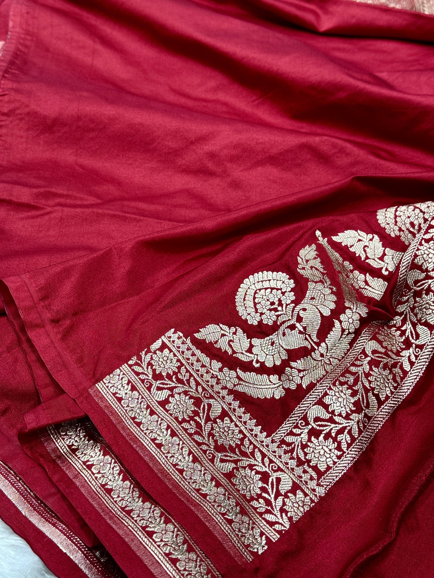 Maroon premium Banarasi Mashru katan silk saree MK164