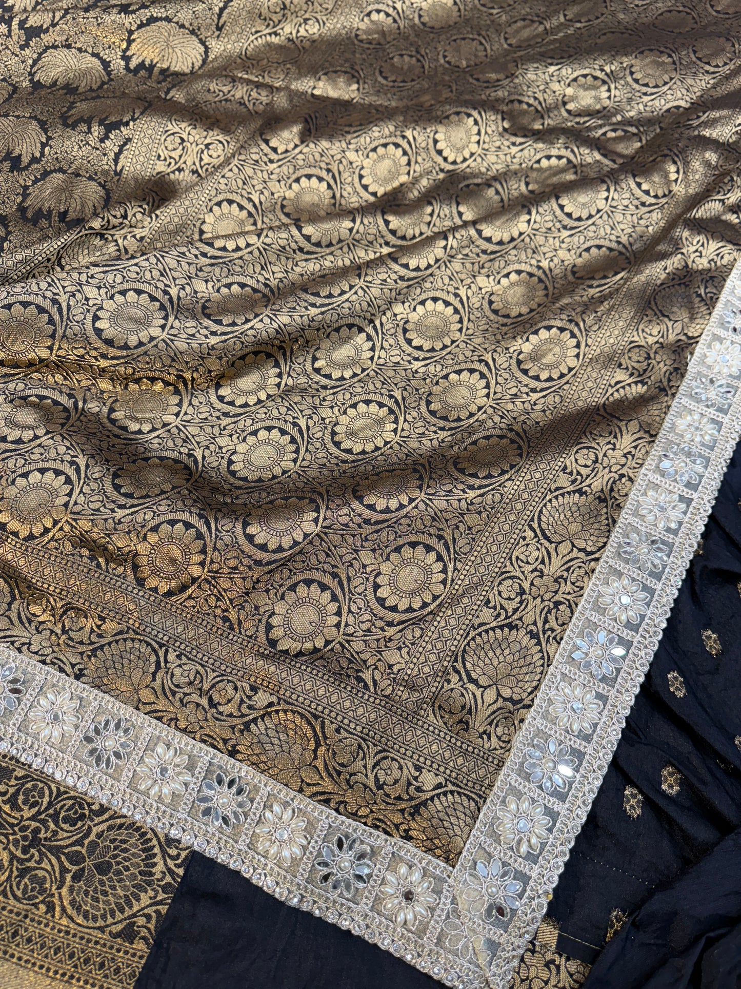 Black Premium Banarasi brocade katan silk saree BK102