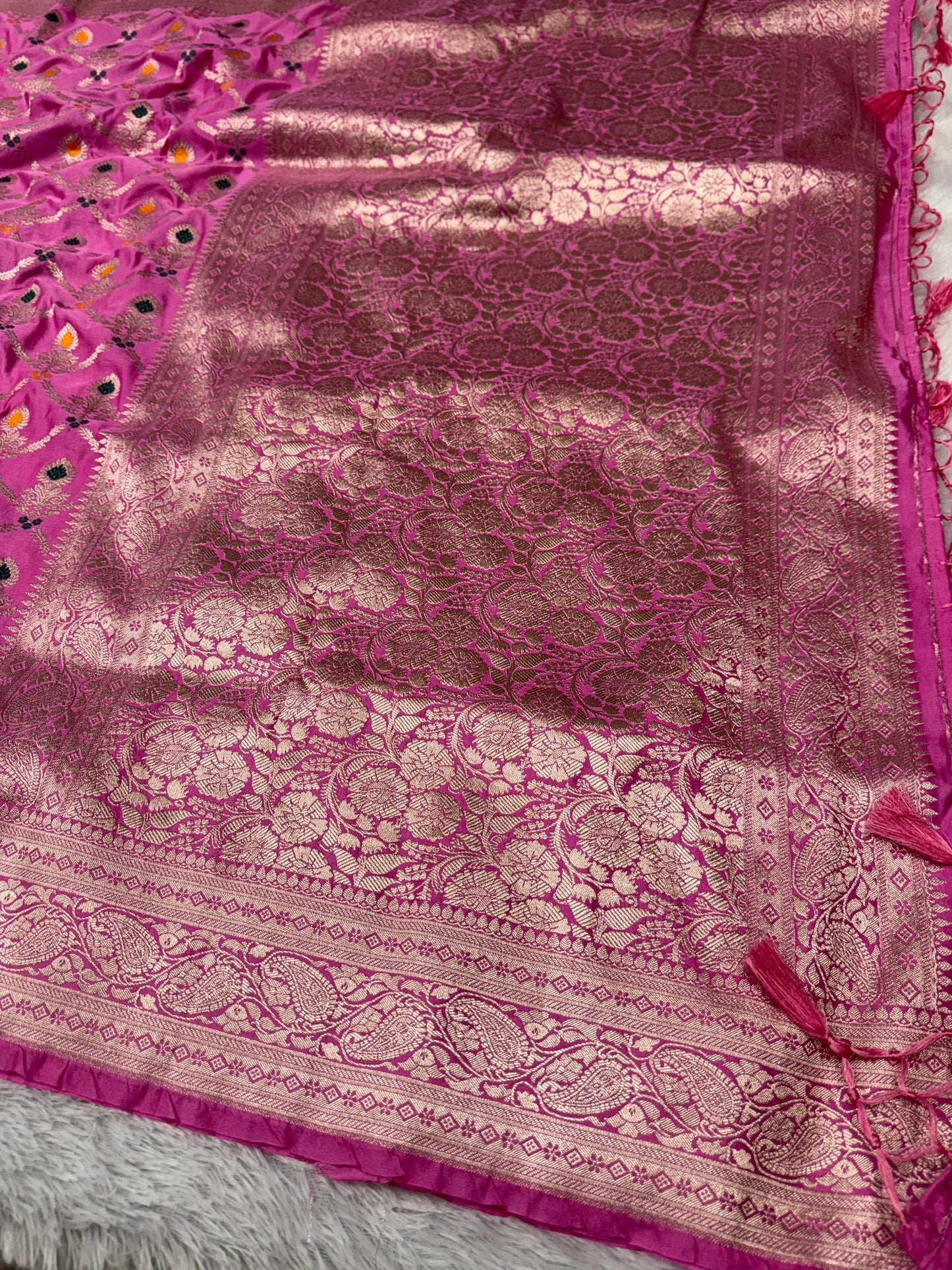 Pink premium Banarasi Mashru satin silk saree MS118