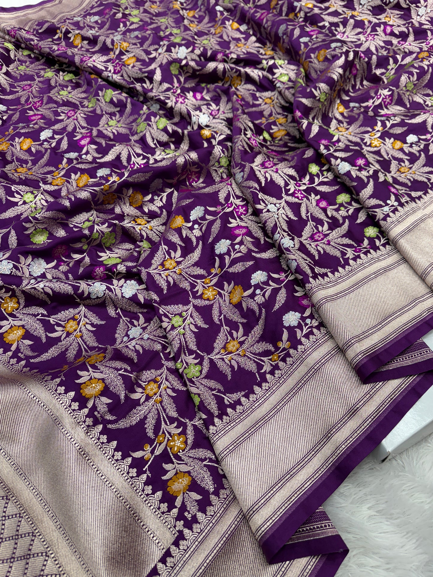 Purple premium Banarasi Mashru katan silk saree MK184