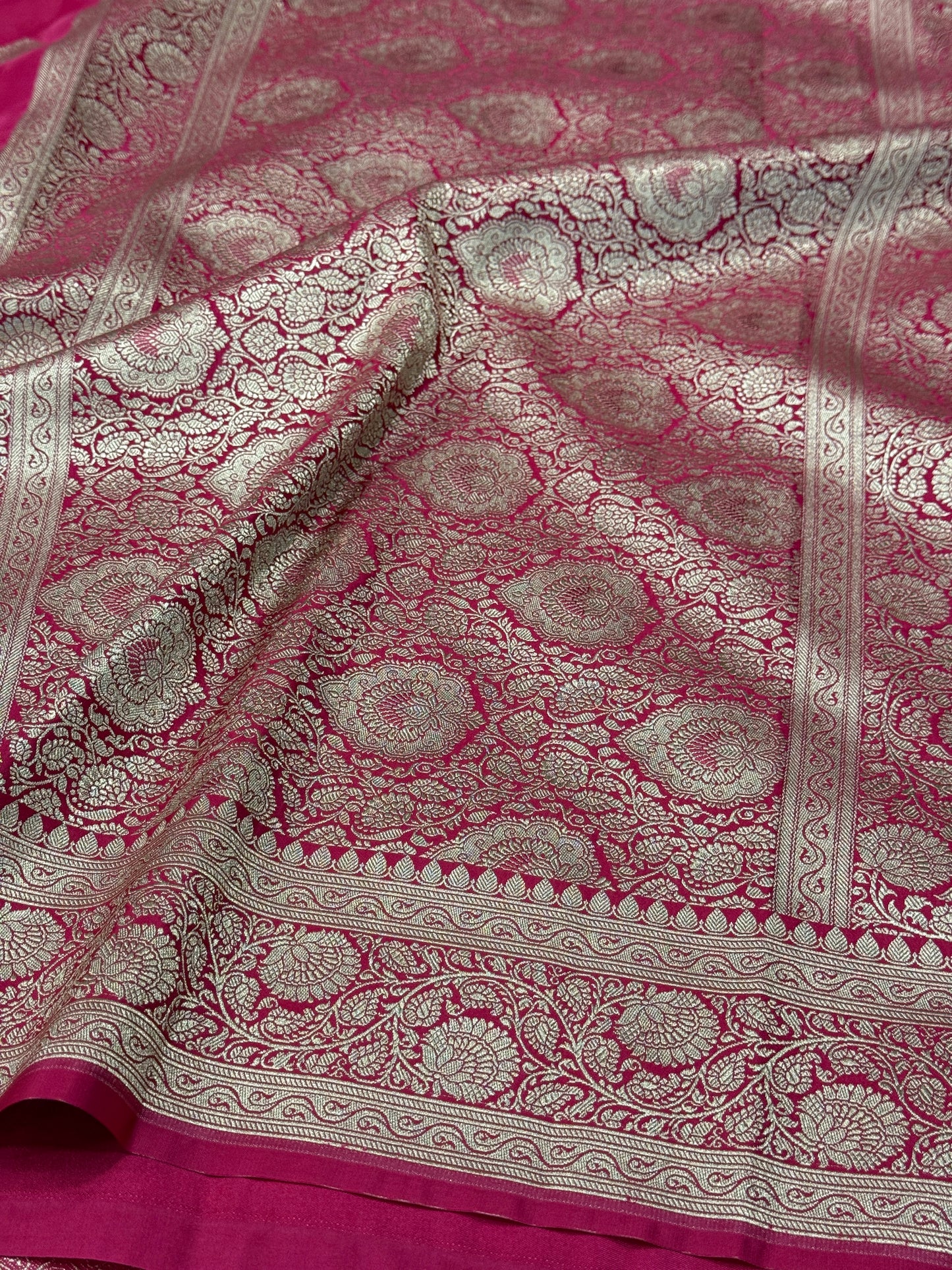 Rani pink premium Banarasi Mashru katan silk saree MK161