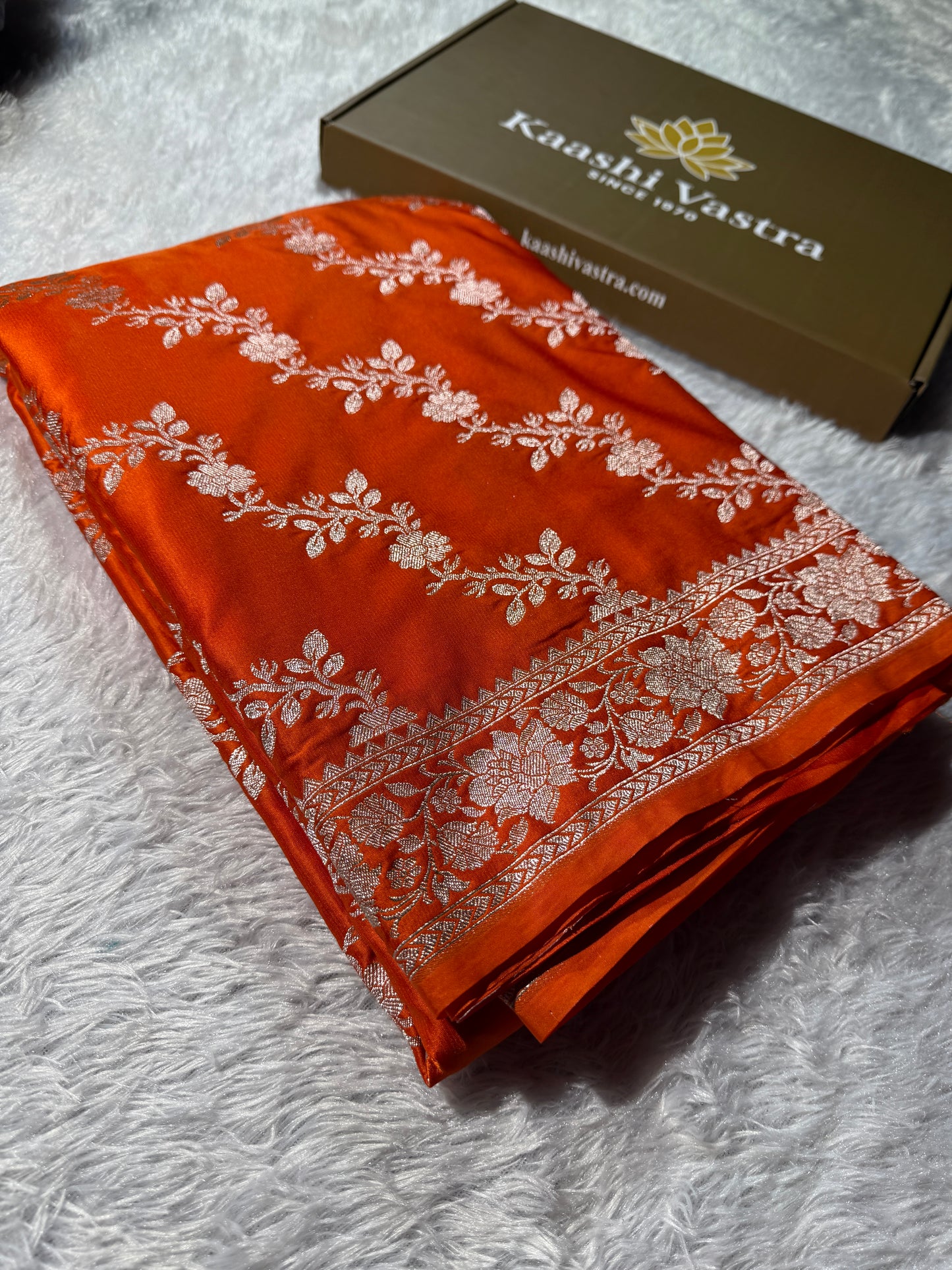Orange premium Banarasi Mashru katan silk saree MK204