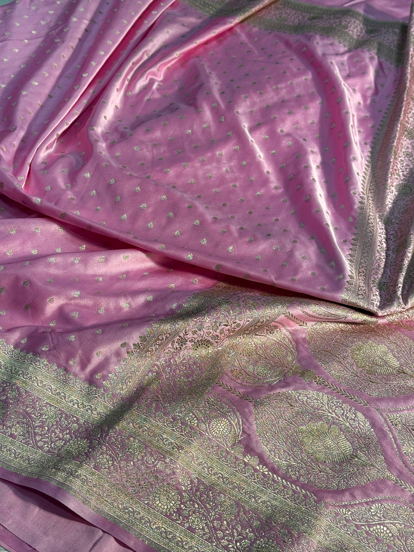 Pink Banarasi Mashru katan silk saree MK159