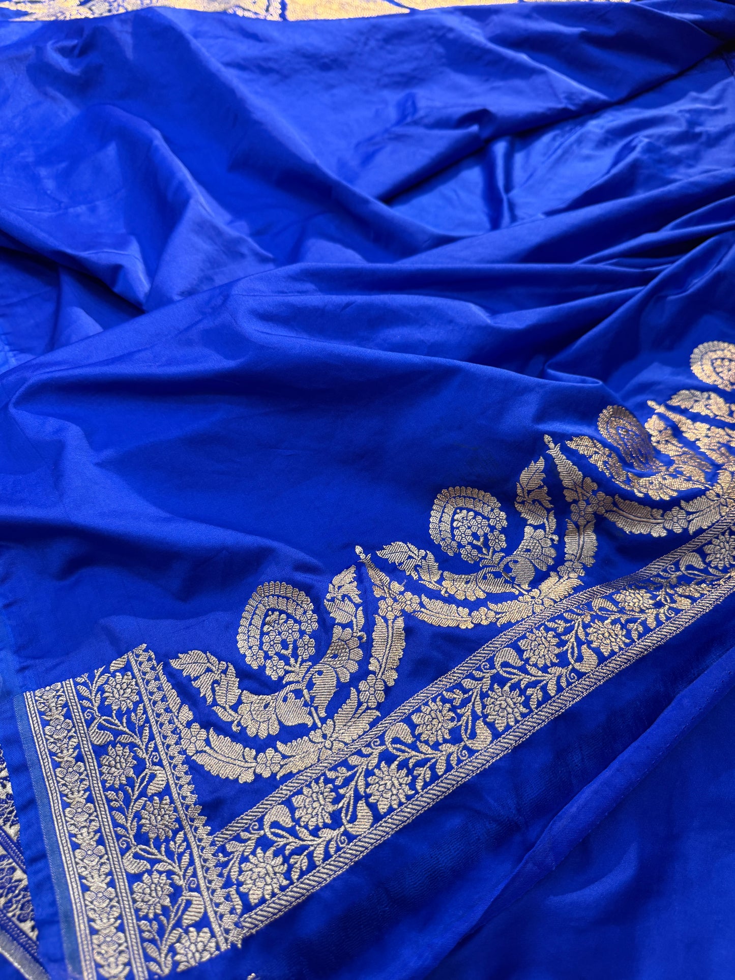 Royal blue premium Banarasi Mashru Katan silk saree MK164