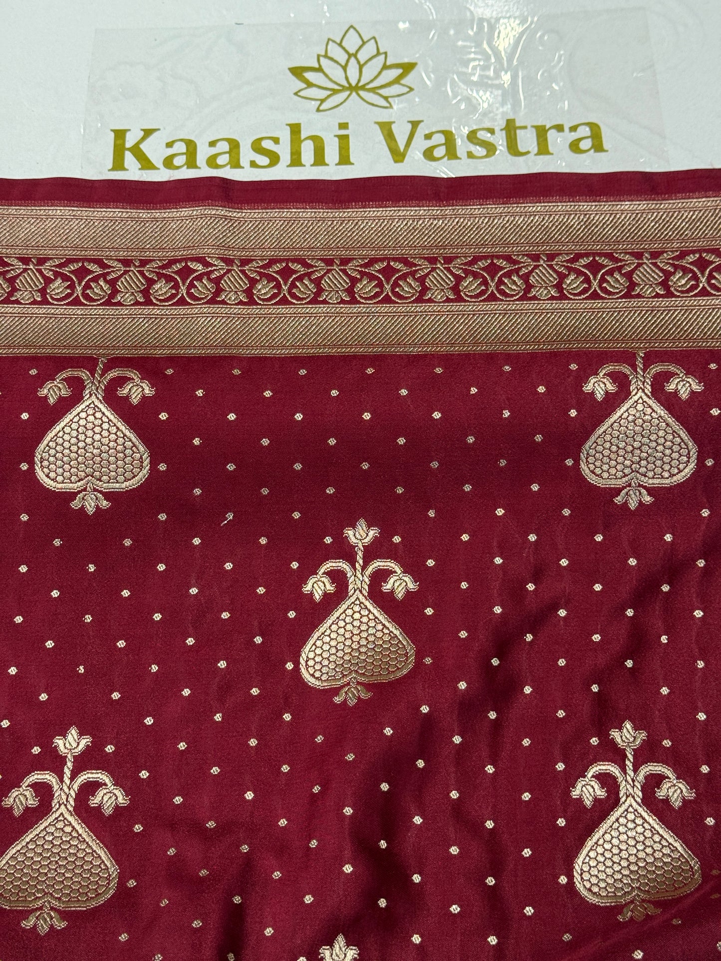 Premium maroon Banarasi Mashru katan silk saree MK165