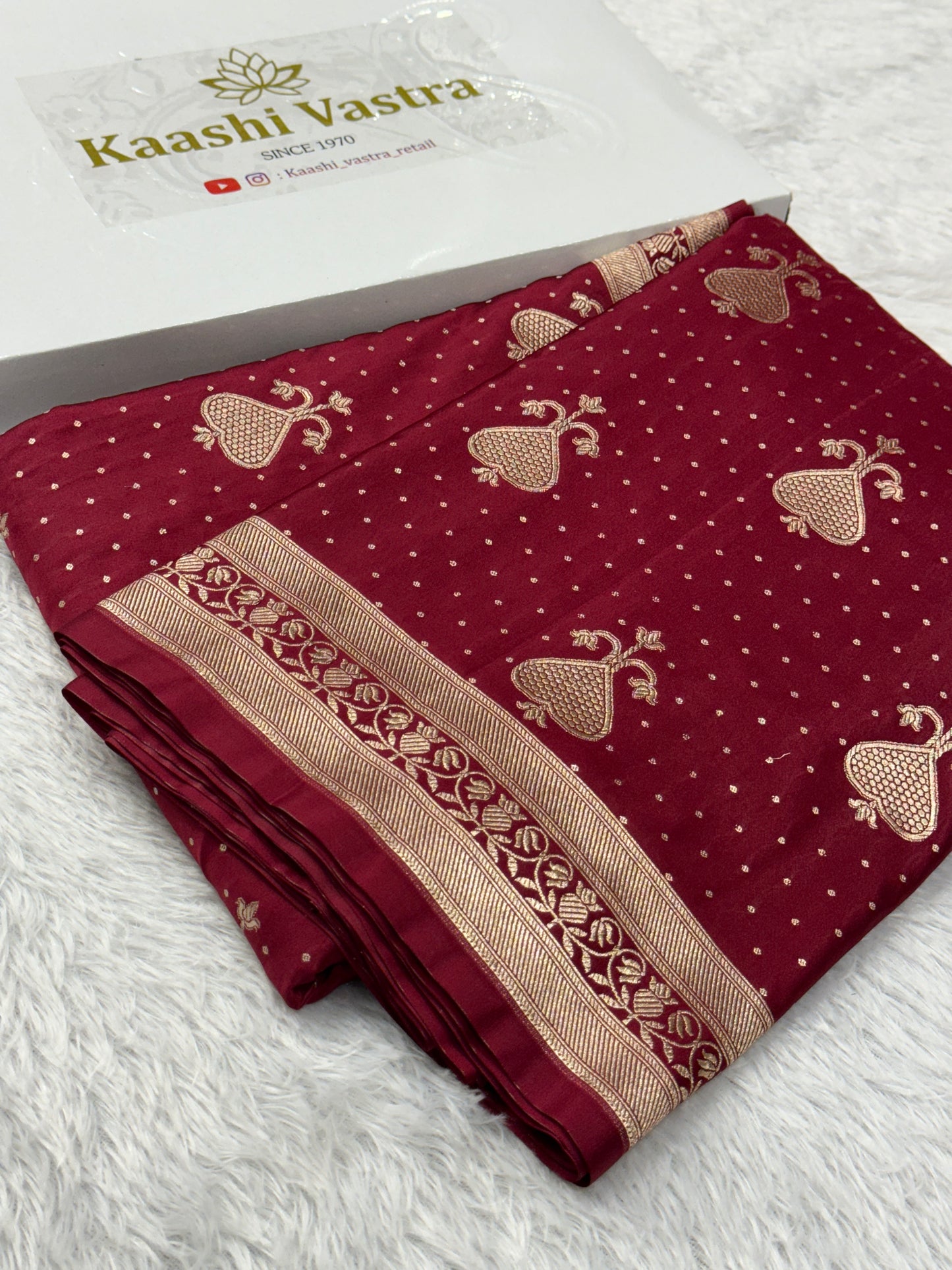 Premium maroon Banarasi Mashru katan silk saree MK165