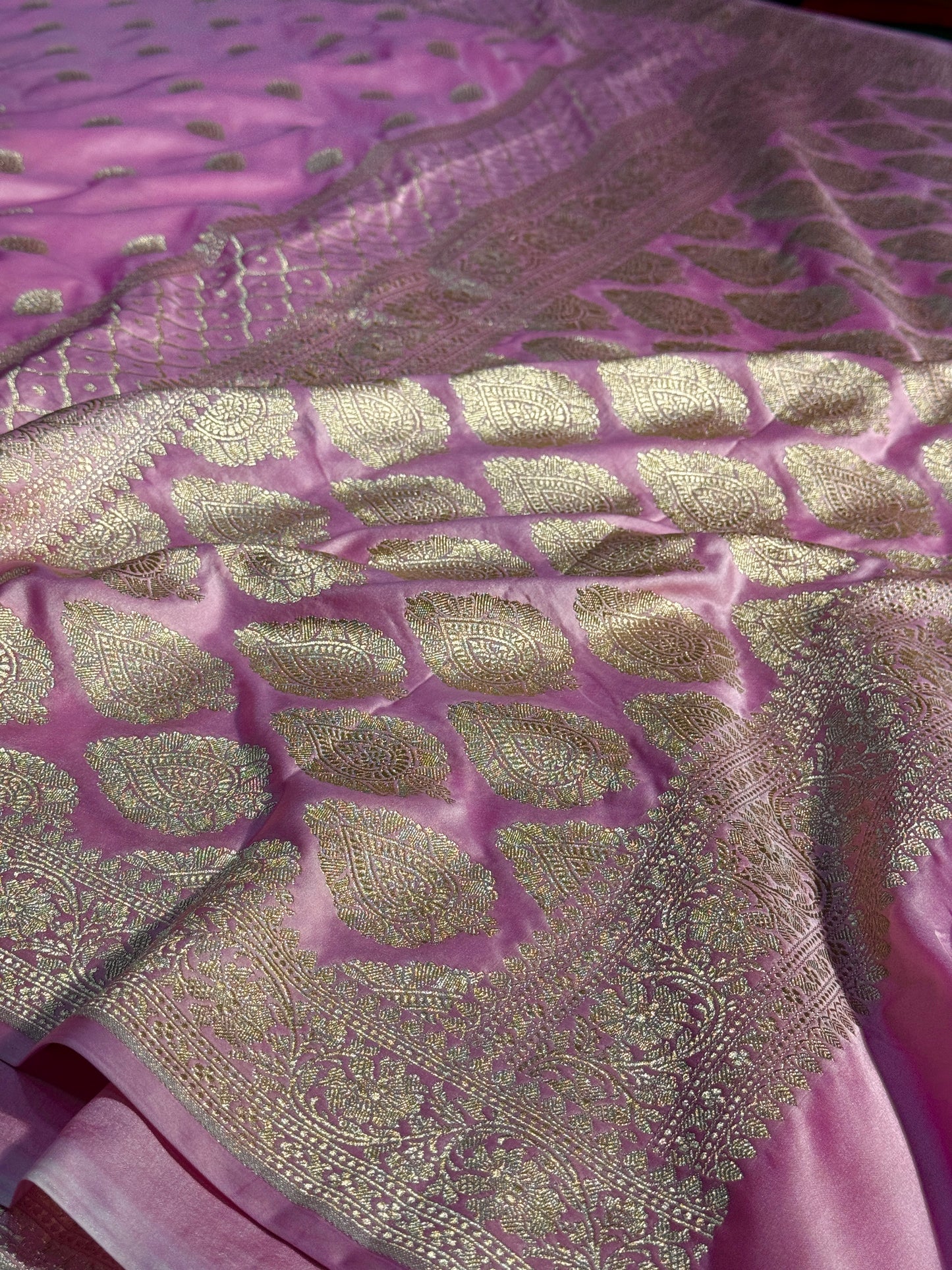 Pink Banarasi Mashru katan silk saree MK157