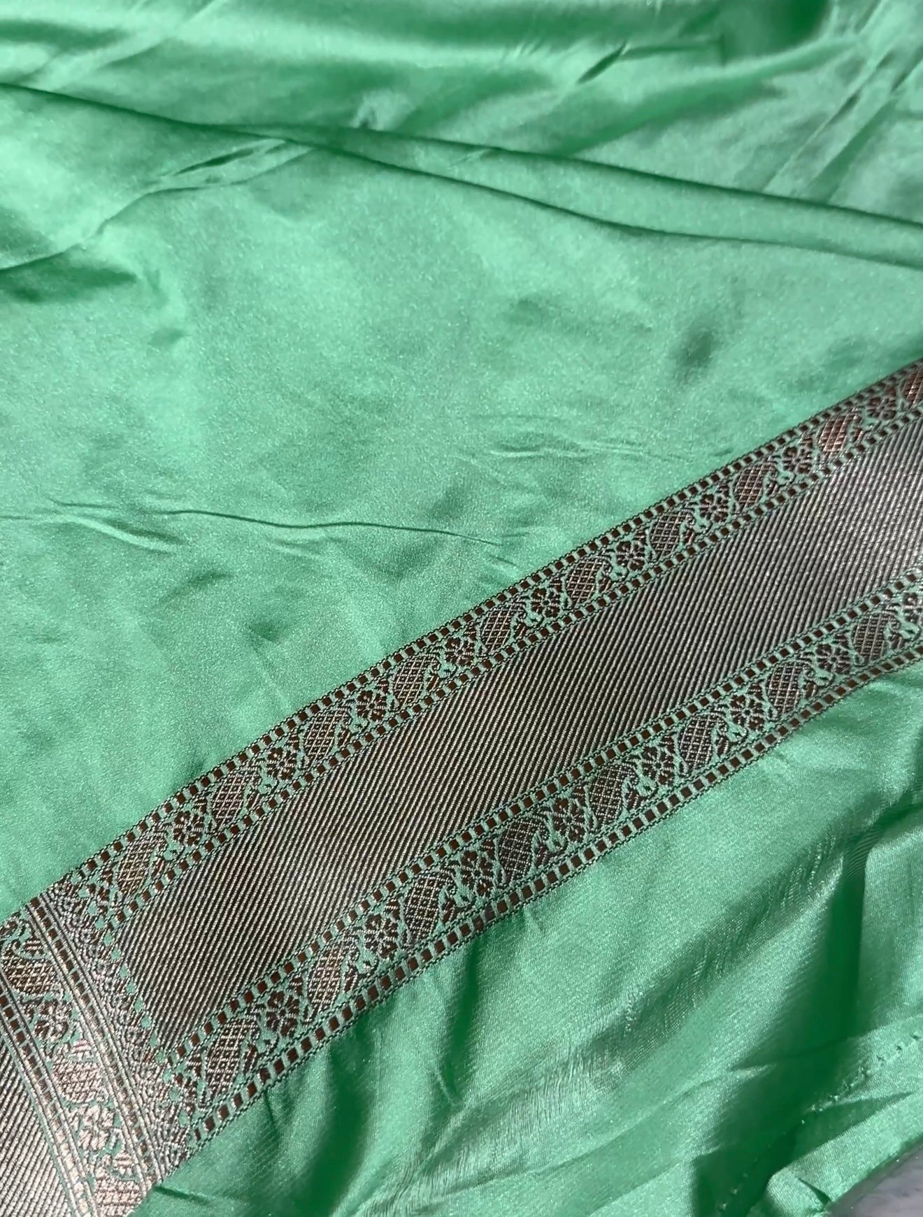 Sea green Banarasi tilfi Mashru katan silk saree MK212