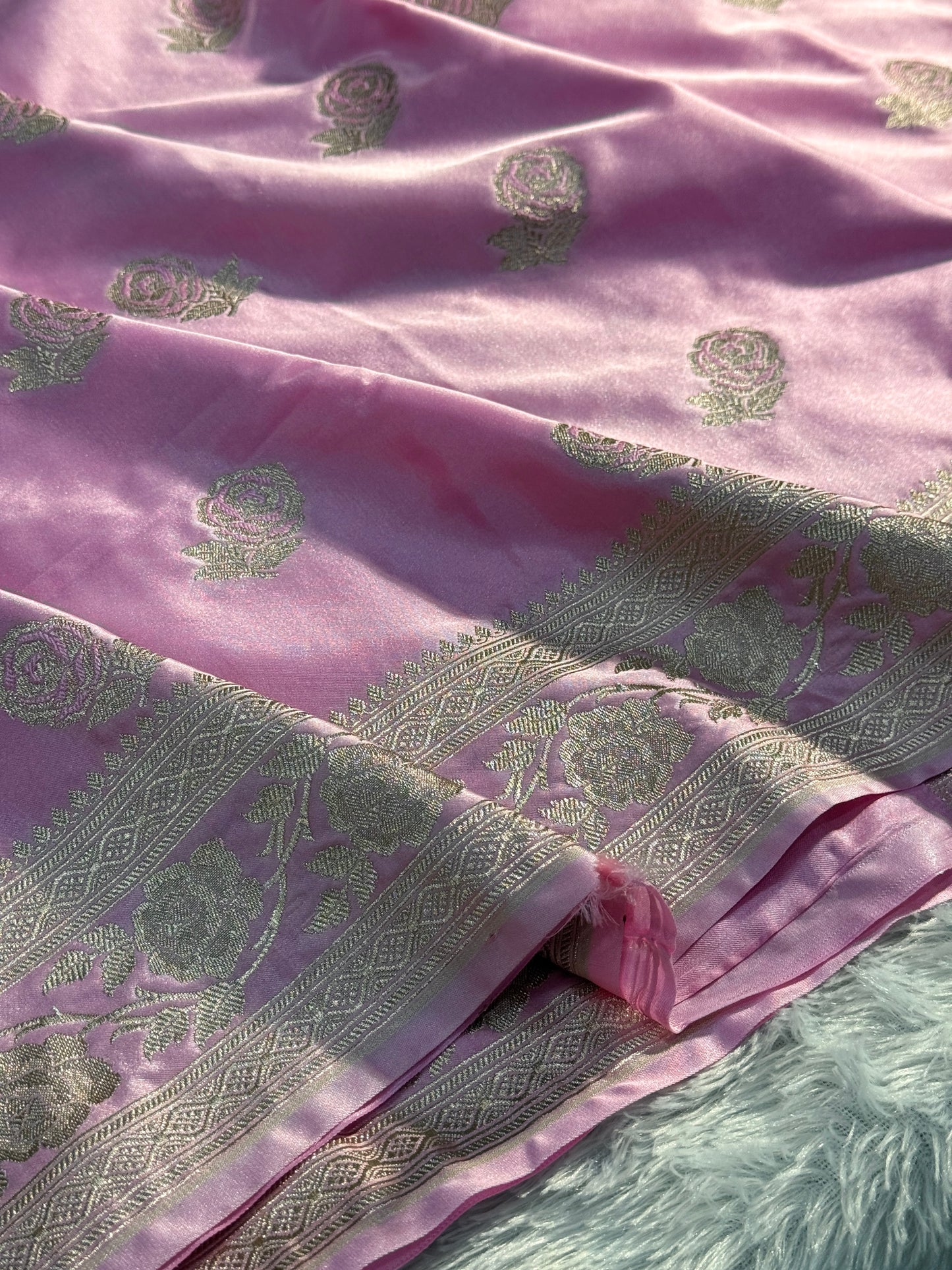 Pink color Banarasi Mashru katan silk saree MK156