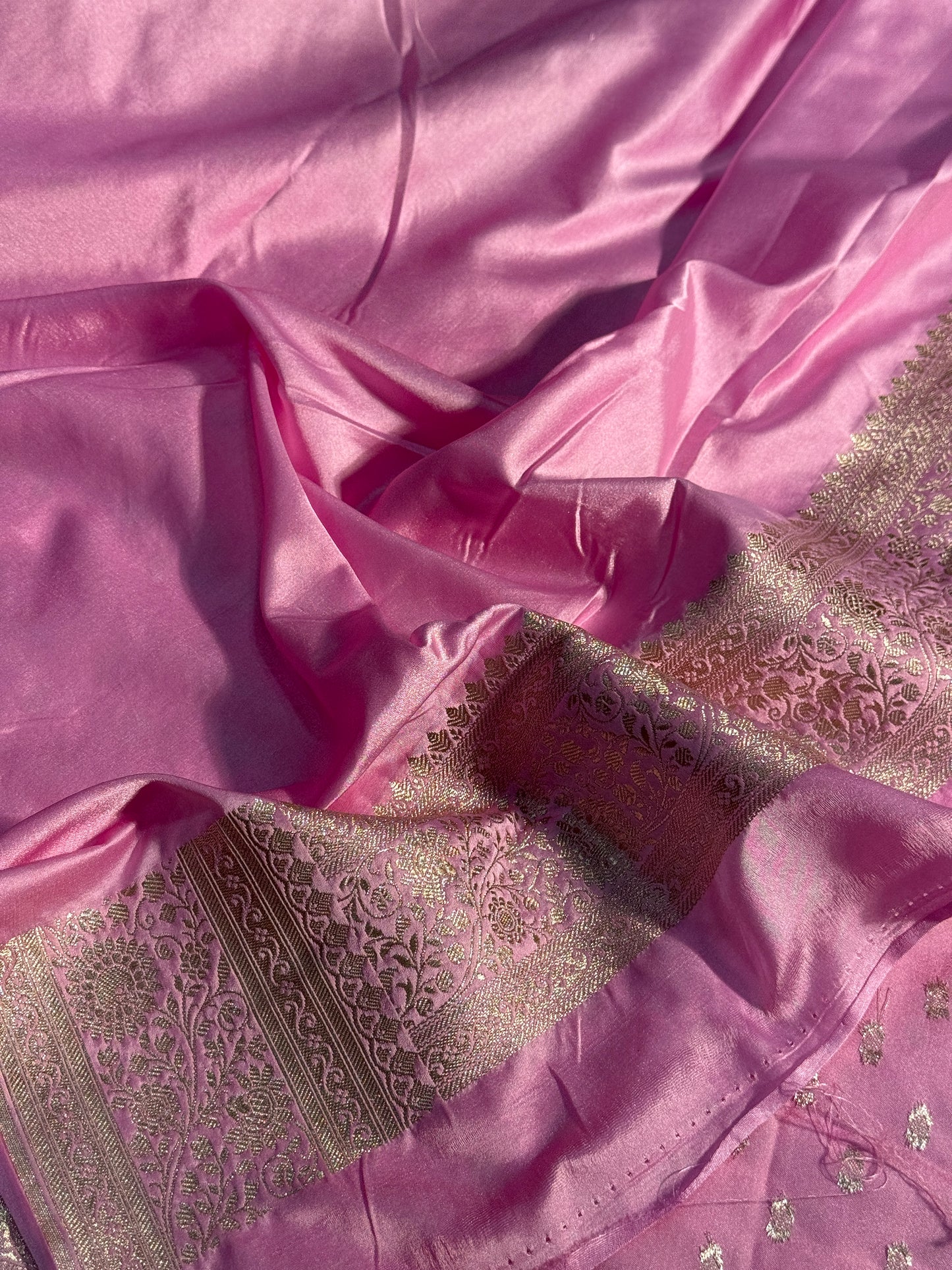 Pink Banarasi Mashru katan silk saree MK159