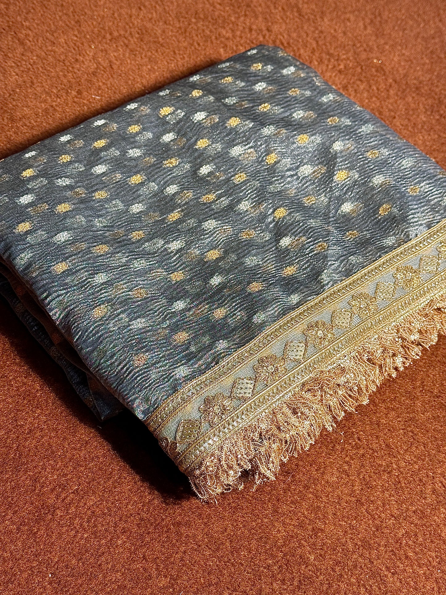 Premium Banarasi tissue silk saree with lase border TS111