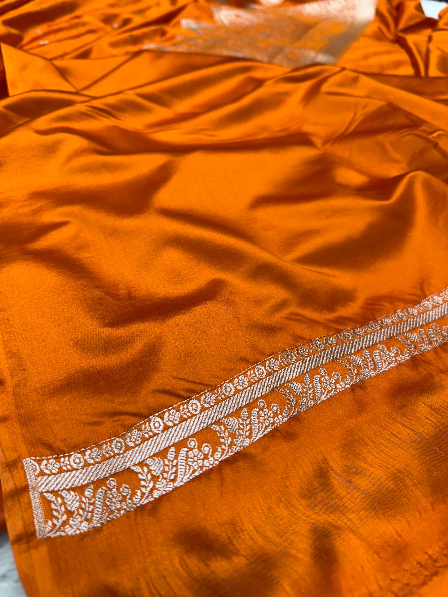 Orange premium Banarasi Mashru katan silk saree MK189