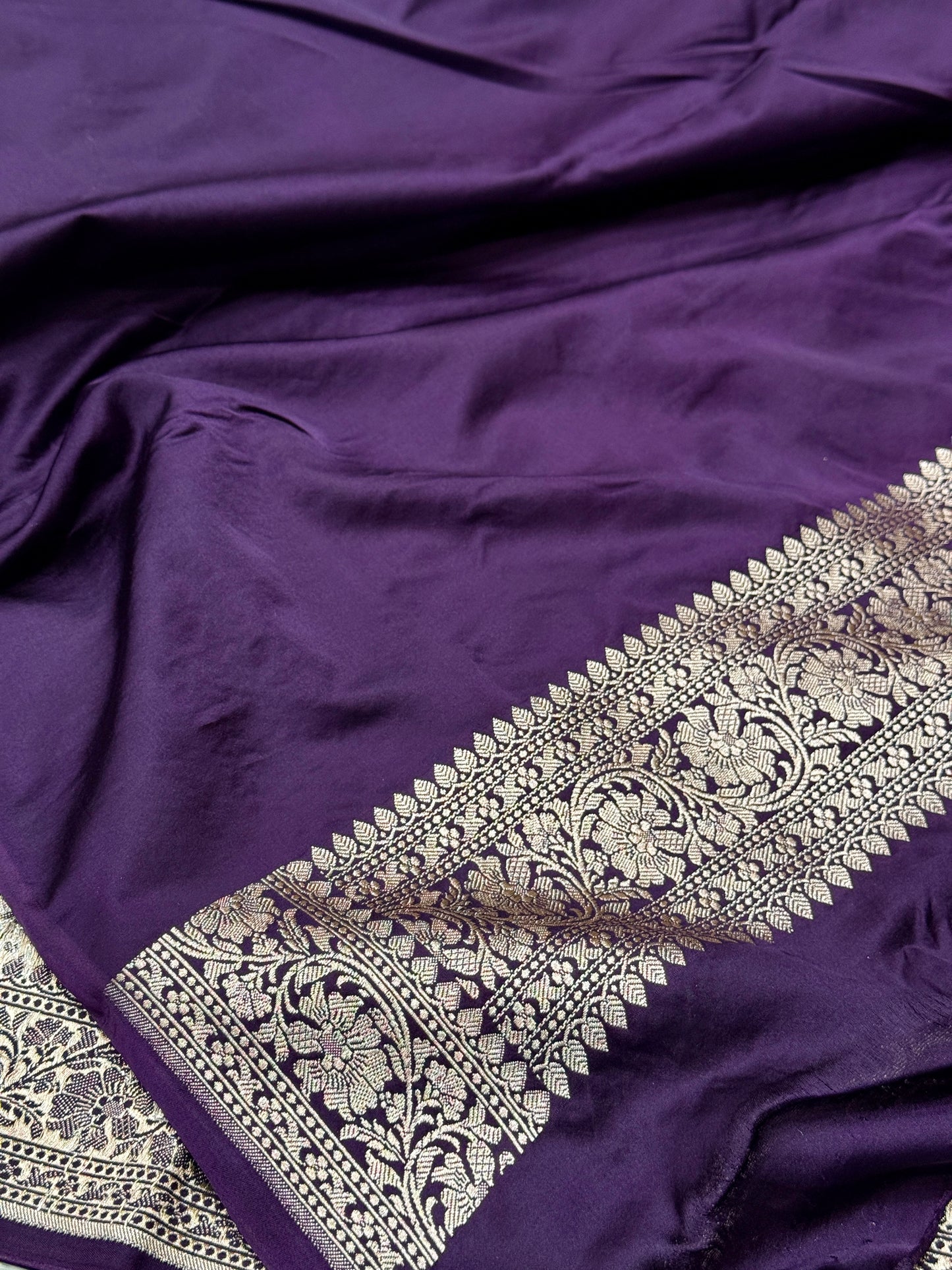 Purple Banarasi Mashru katan silk saree MK157