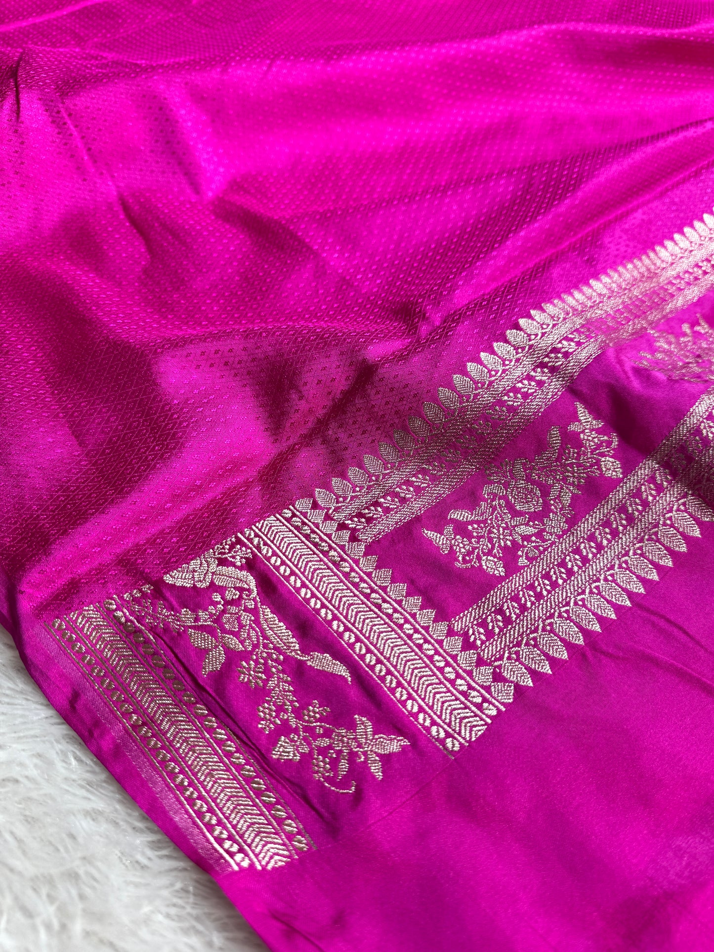 Rani pink premium Banarasi Mashru katan silk saree MK225