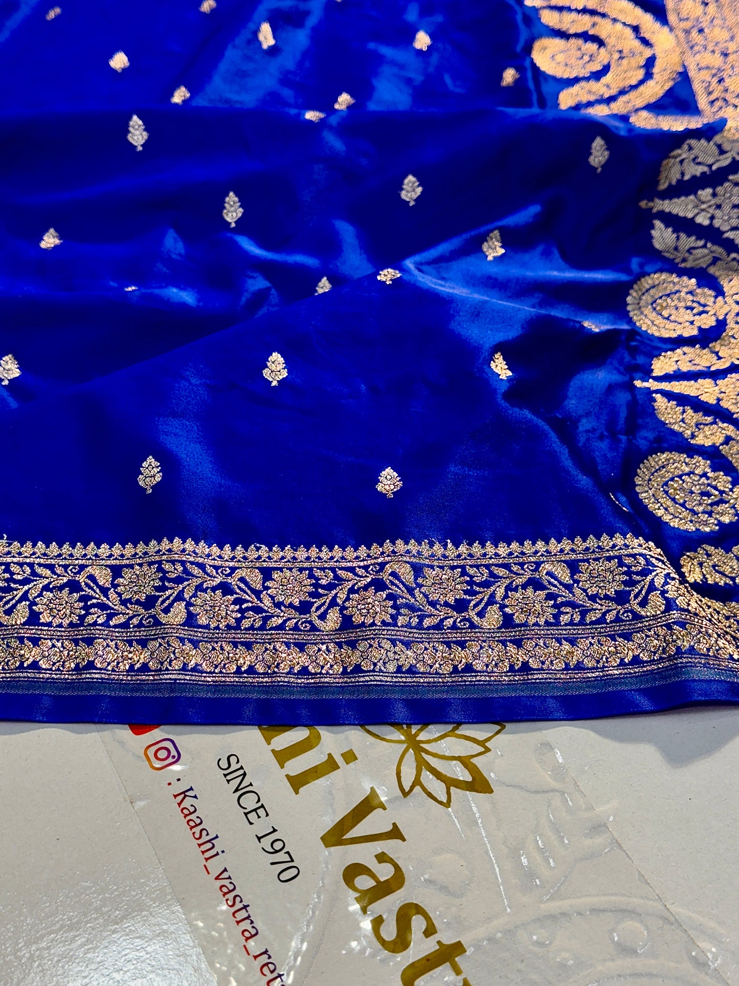Royal blue premium Banarasi Mashru Katan silk saree MK164