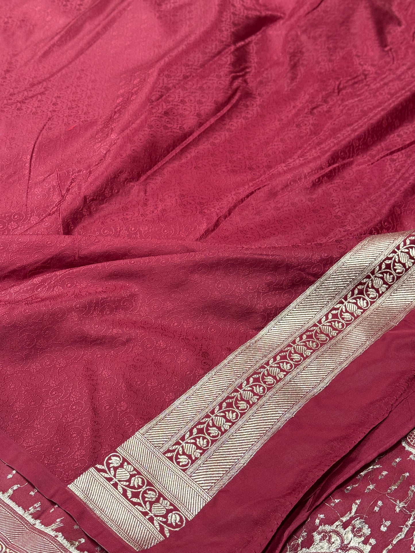 Premium maroon Banarasi Mashru katan silk saree MK165