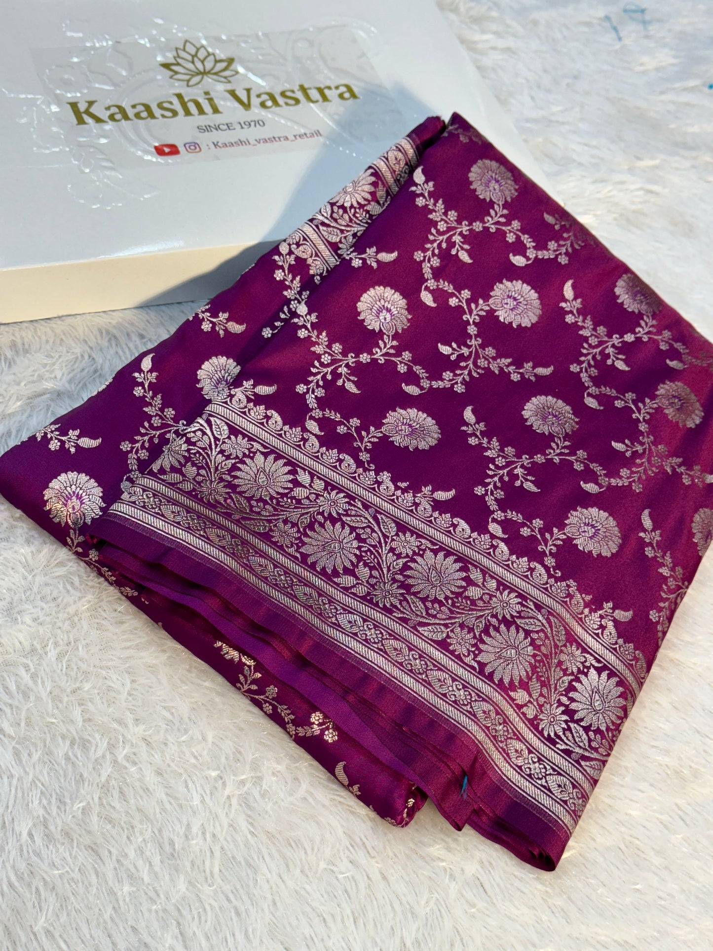 Premium purple Banarasi Mashru katan silk saree MK163