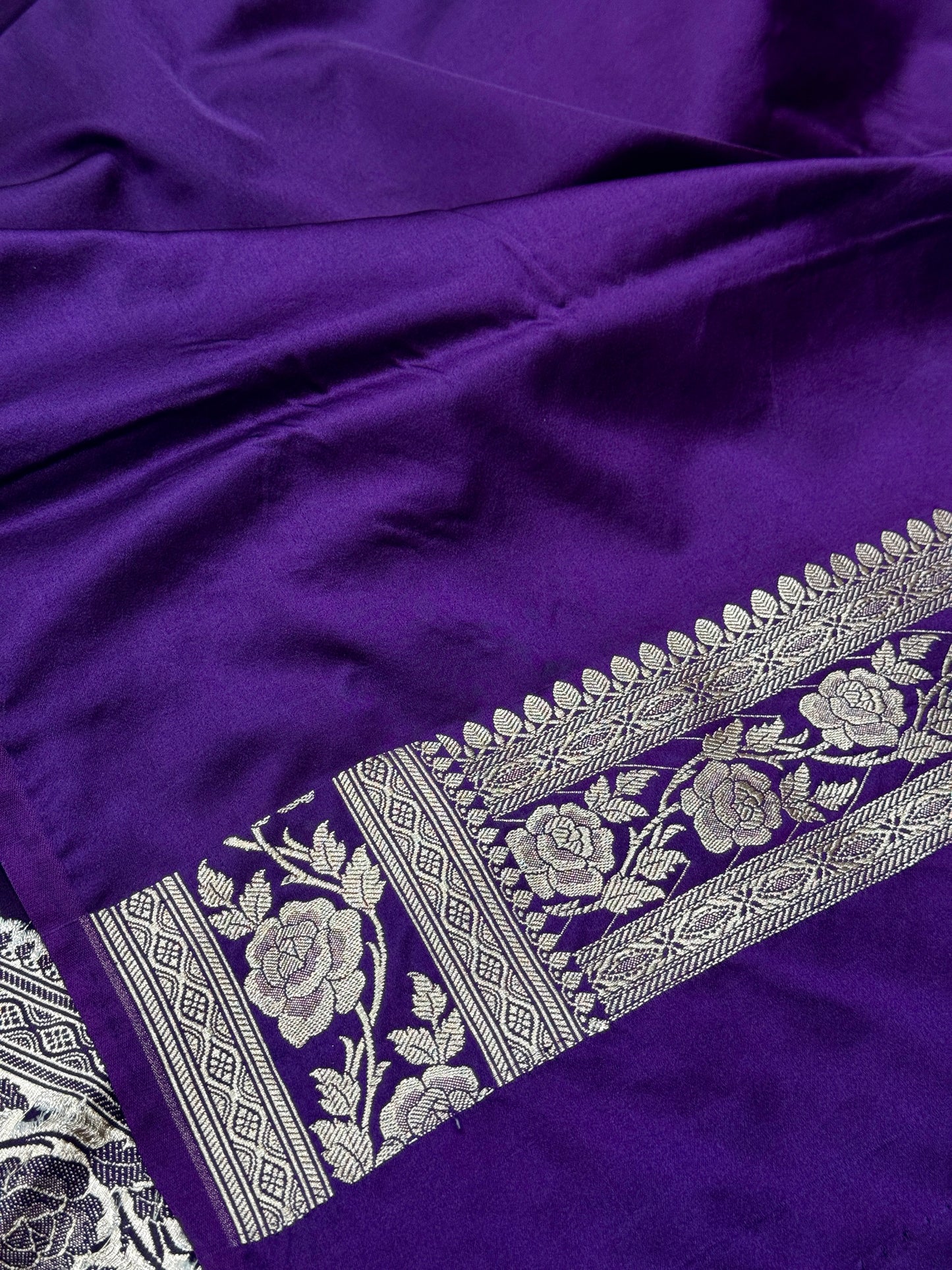 Purple Banarasi Mashru katan silk saree MK156
