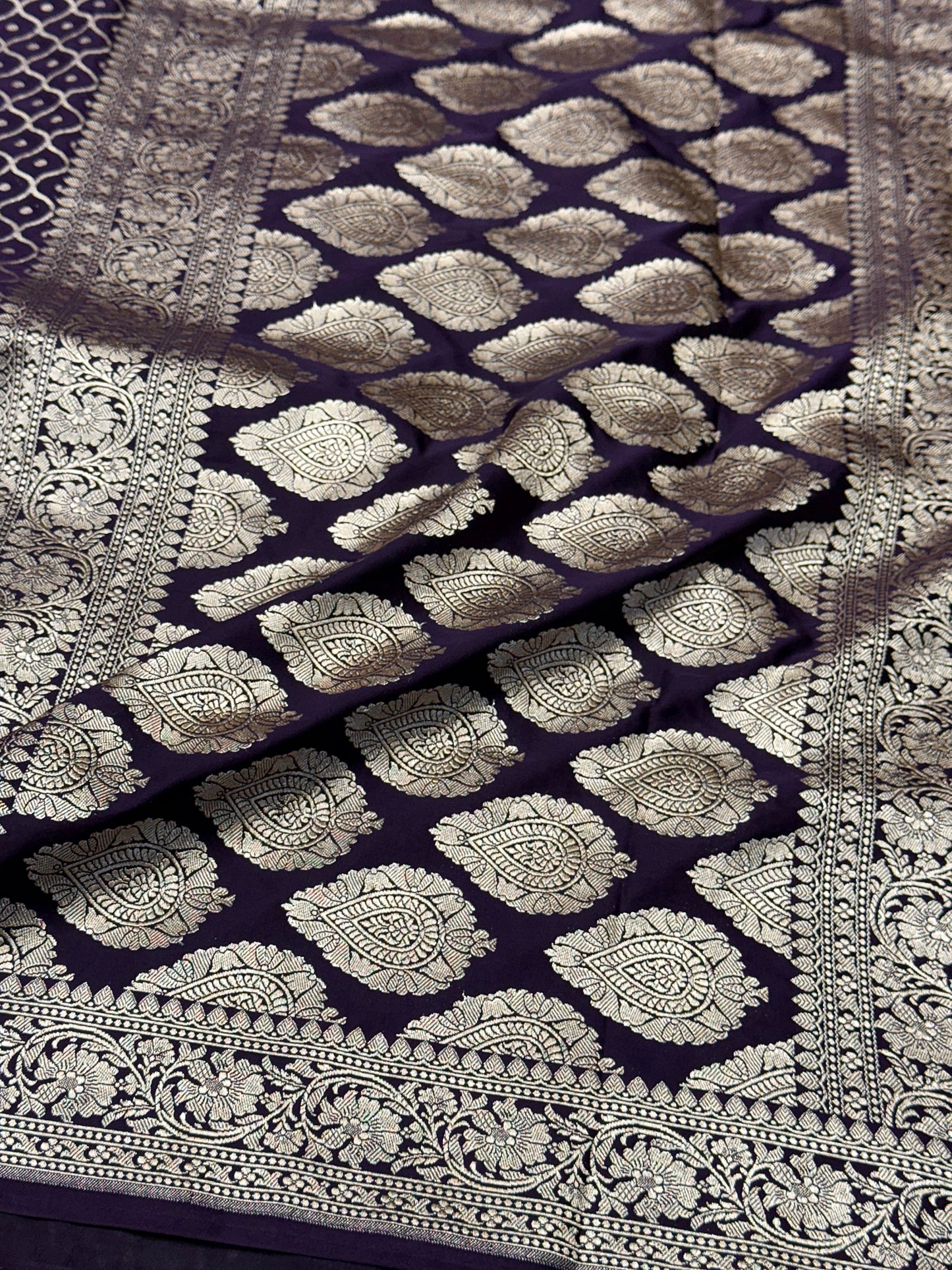 Purple Banarasi Mashru katan silk saree MK157