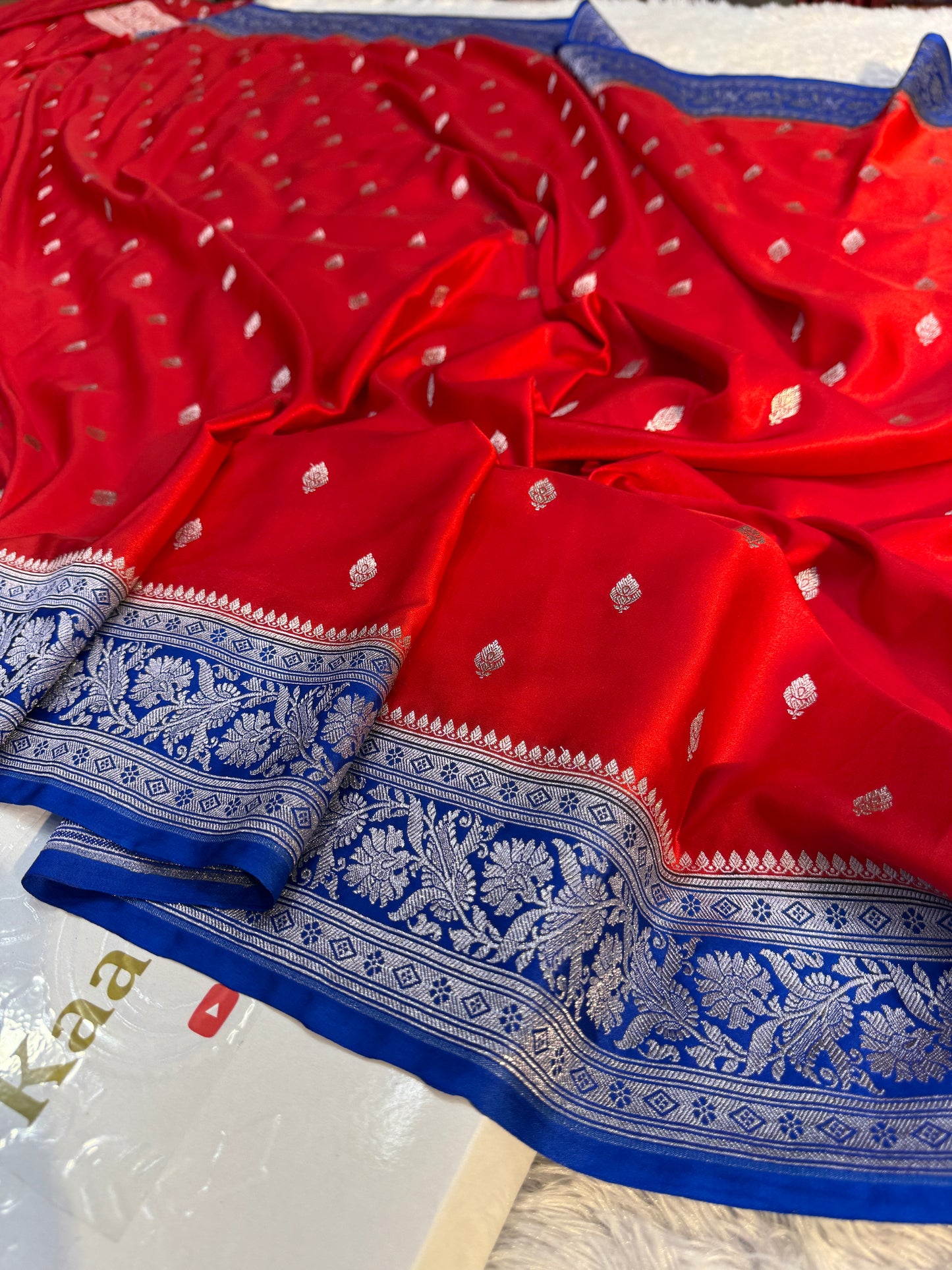 Red premium Banarasi Mashru katan silk saree MK182