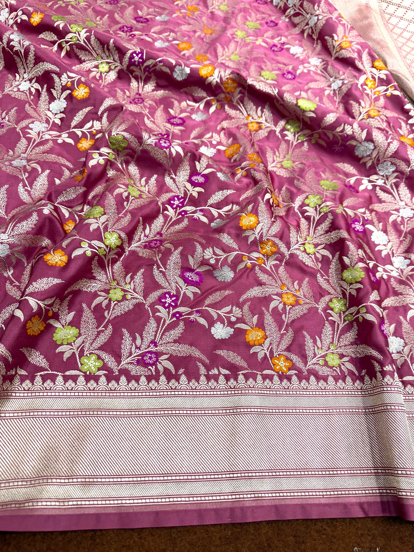 Onion pink premium Banarasi Mashru katan silk saree MK184