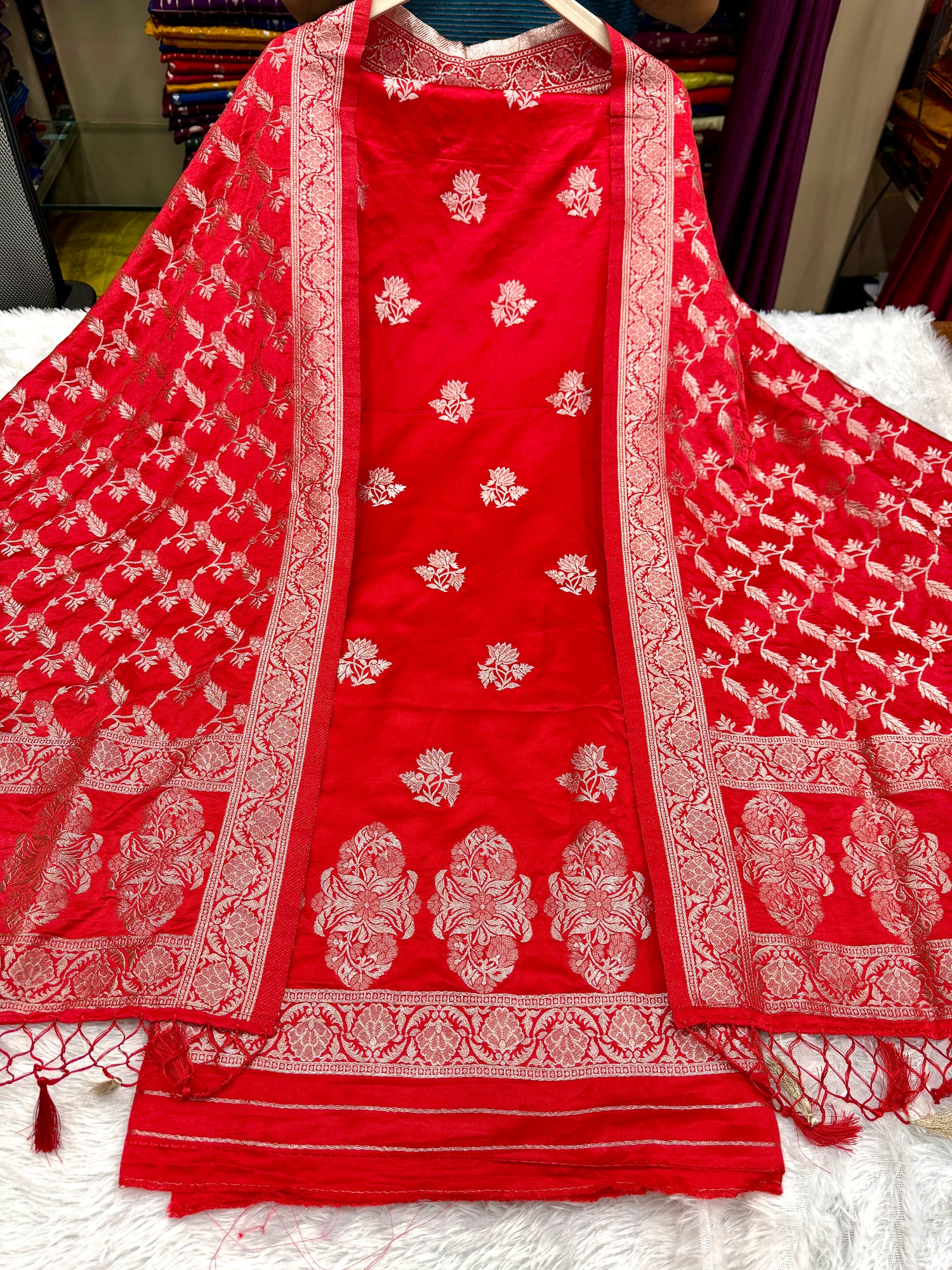 Banarasi soft satin suit dupattas